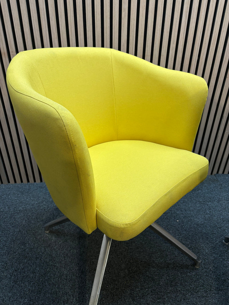 Otis single seater tub chair with 4 stair chrome swivel base- yellow fabric finish