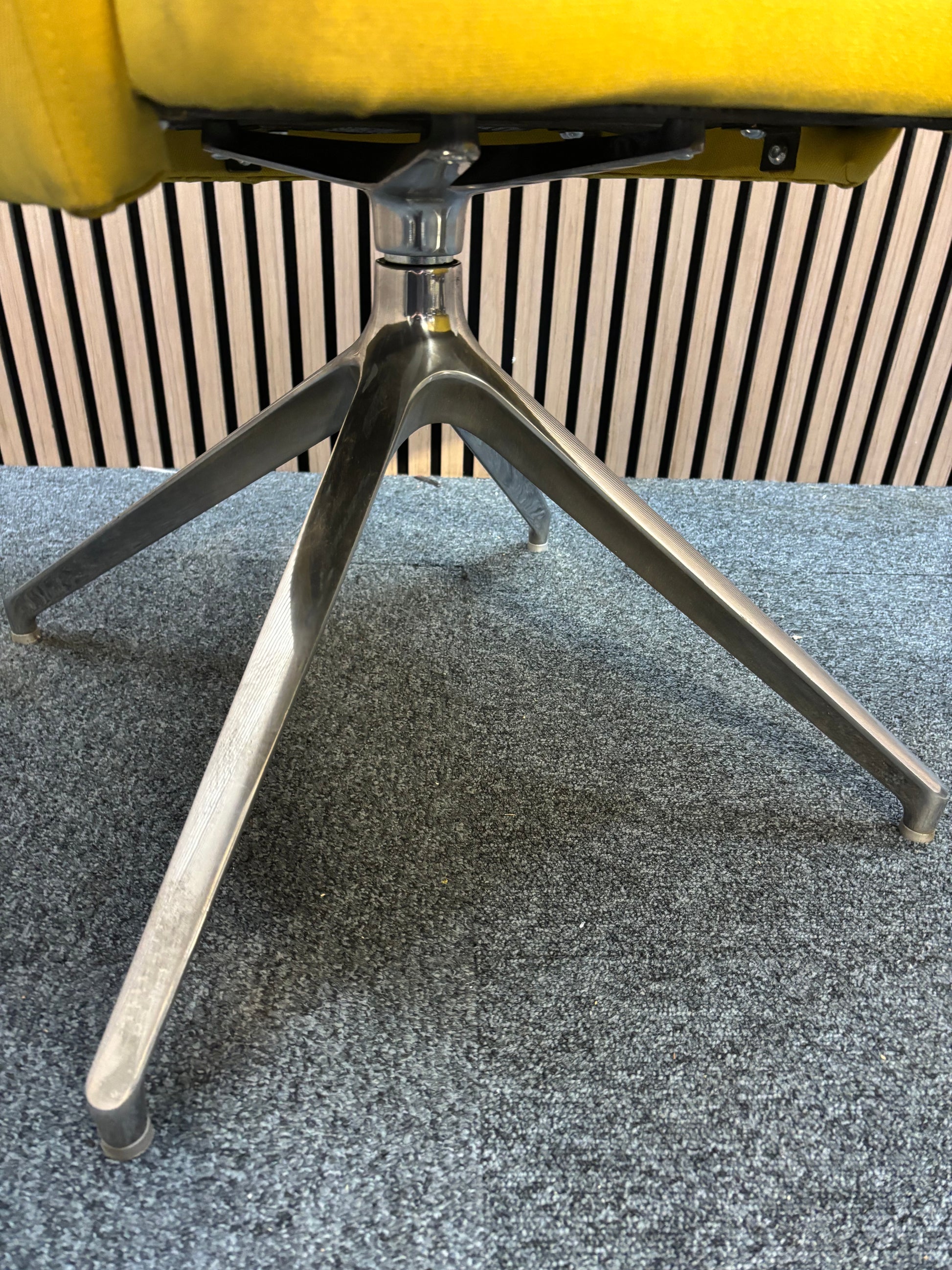 Otis single seater tub chair with 4 stair chrome swivel base- yellow fabric finish