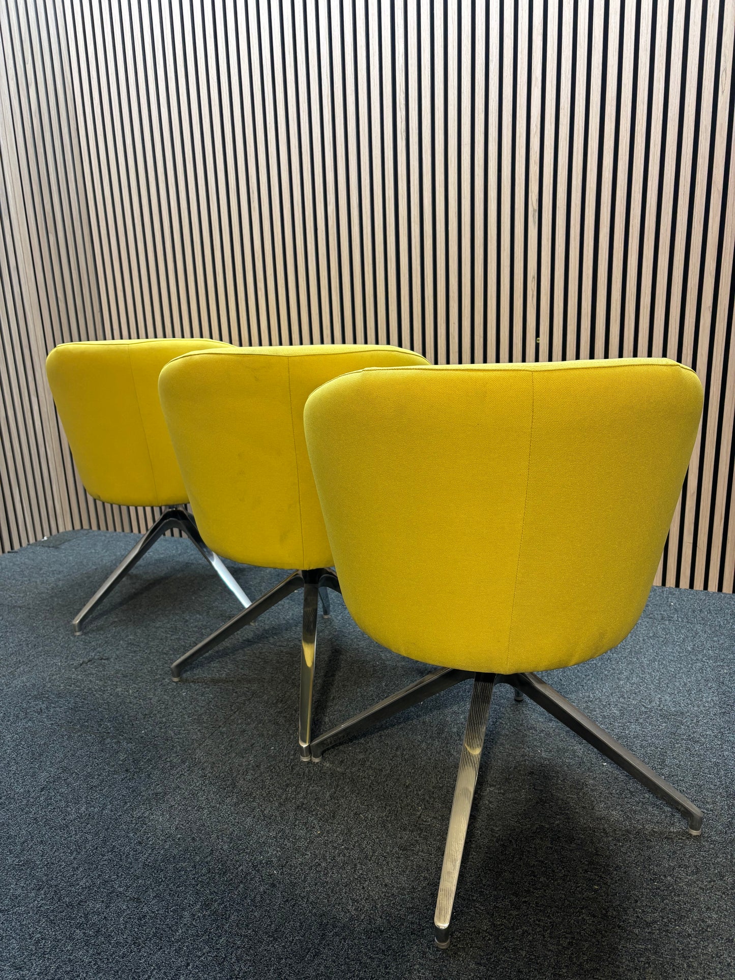 Otis single seater tub chair with 4 stair chrome swivel base- yellow fabric finish