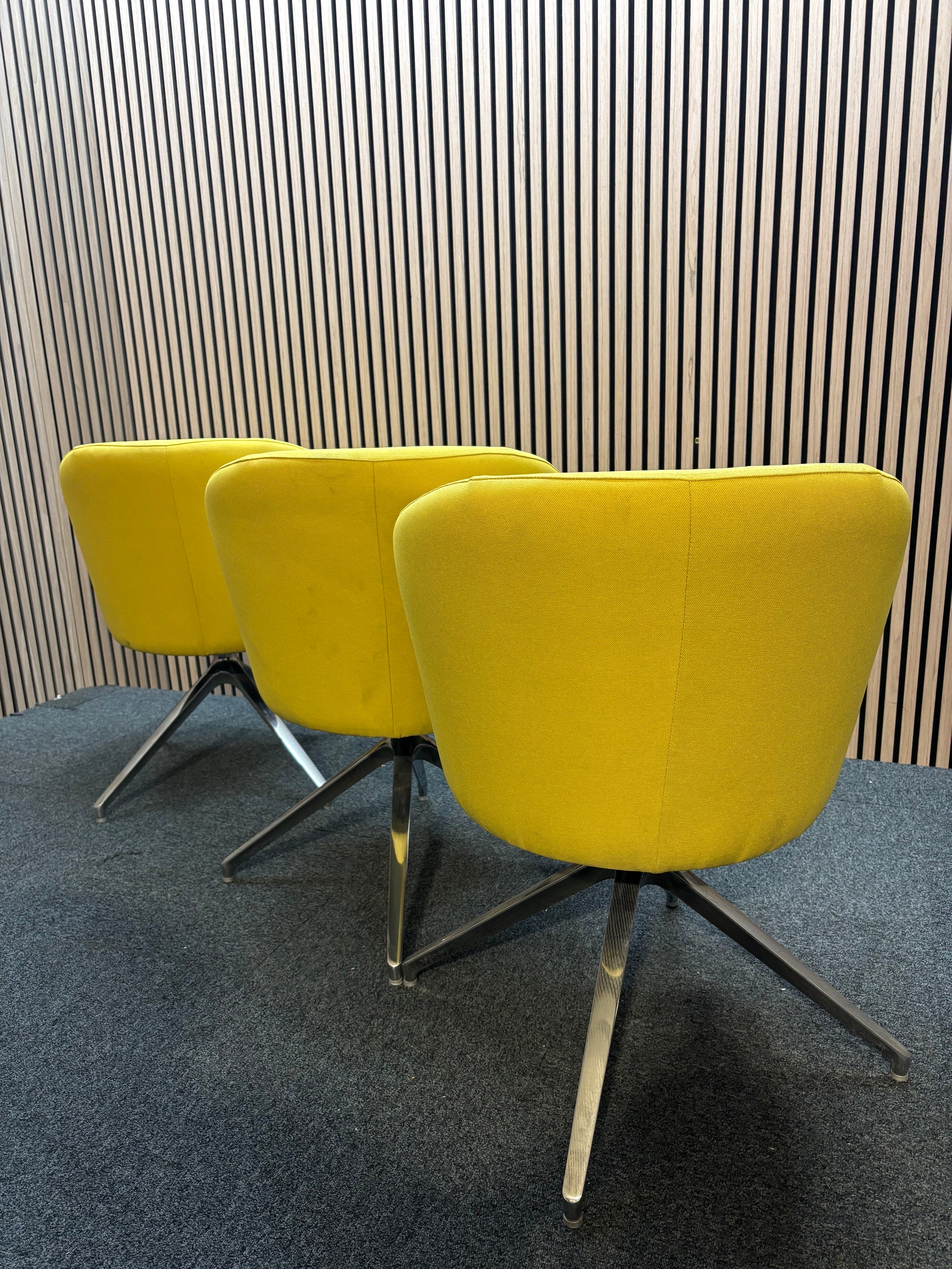 Otis single seater tub chair with 4 stair chrome swivel base- yellow fabric finish