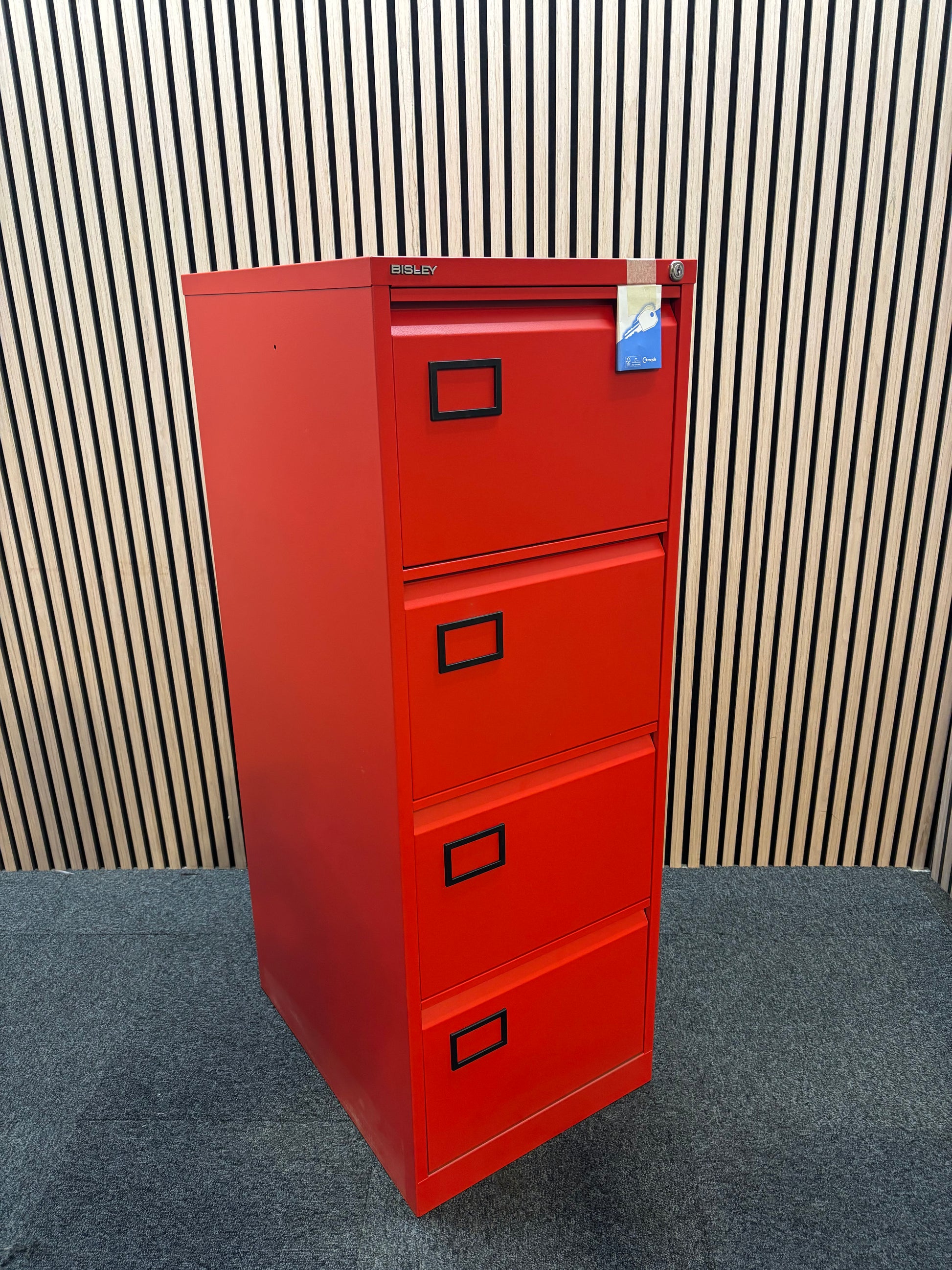 Steel 4 drawer contract filing cabinet 1321mm high - red