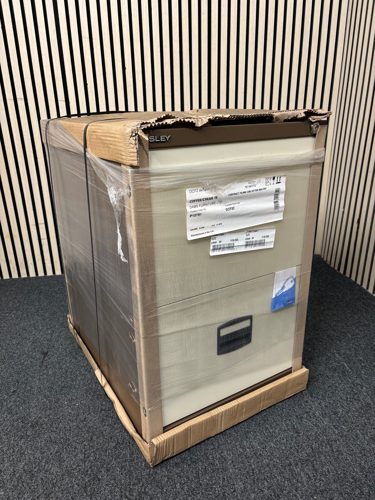 NEW  Dams 2 drawer contract filing cabinet Coffee/Cream