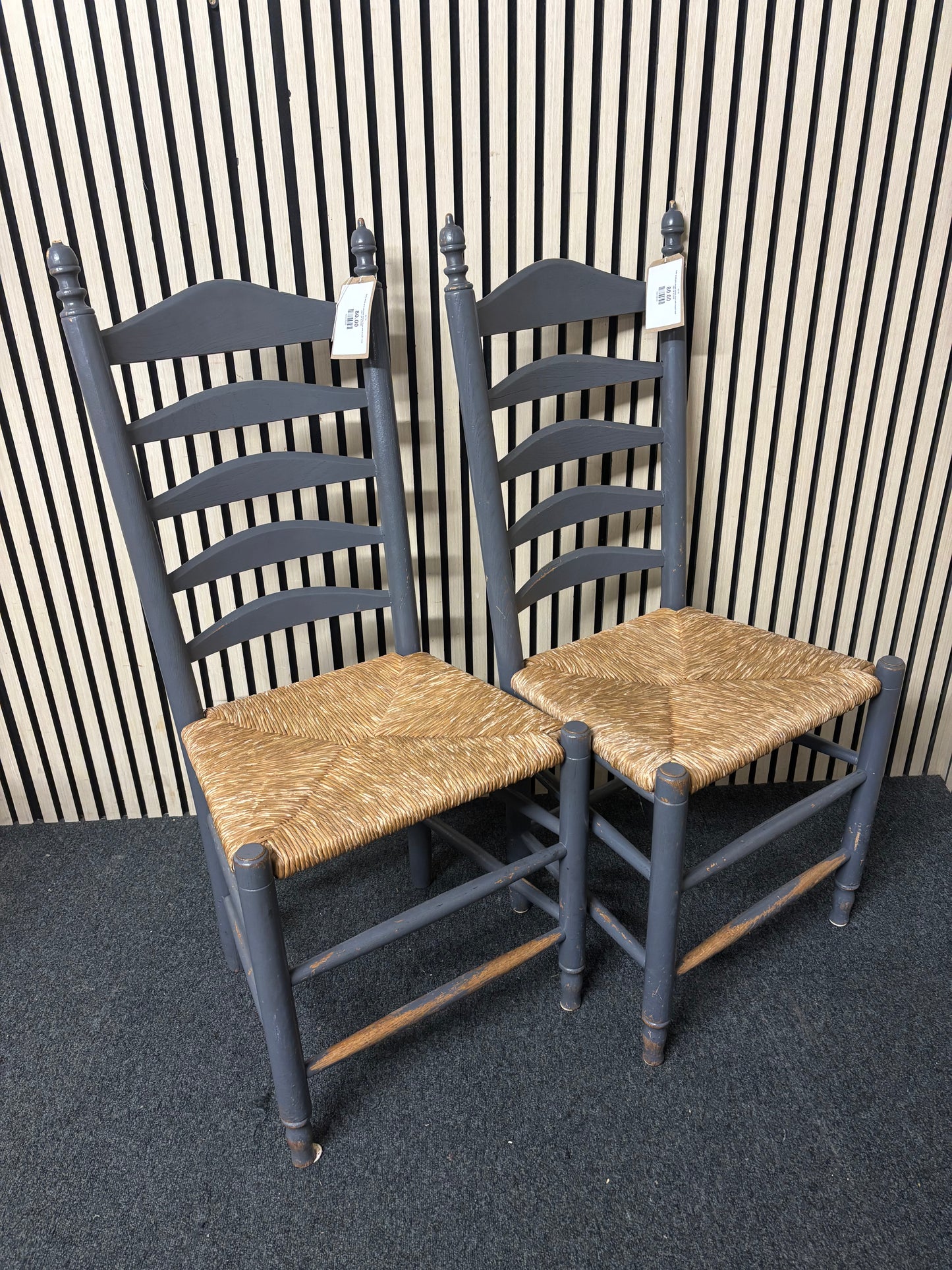 Solid wood grey painted dining chair with sugain seat (SET OF 2) 2226