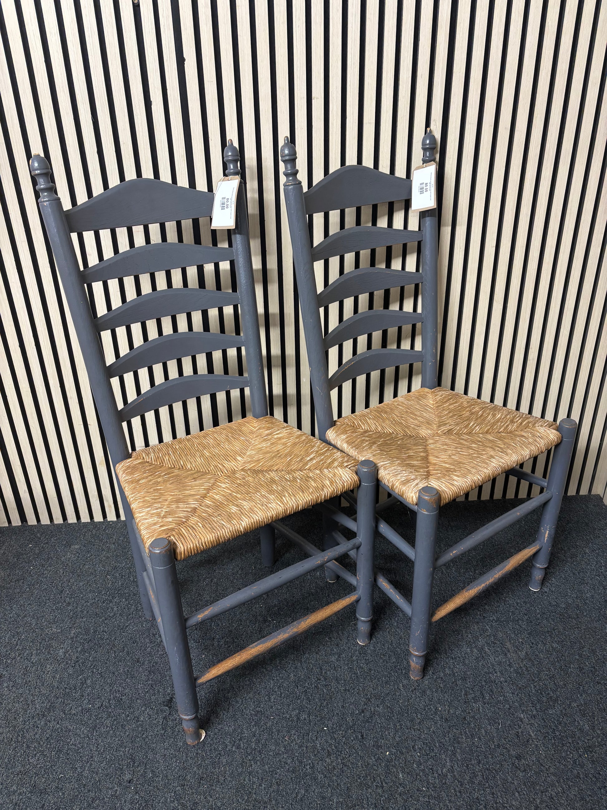 Solid wood grey painted dining chair with sugain seat (SET OF 2) 2226