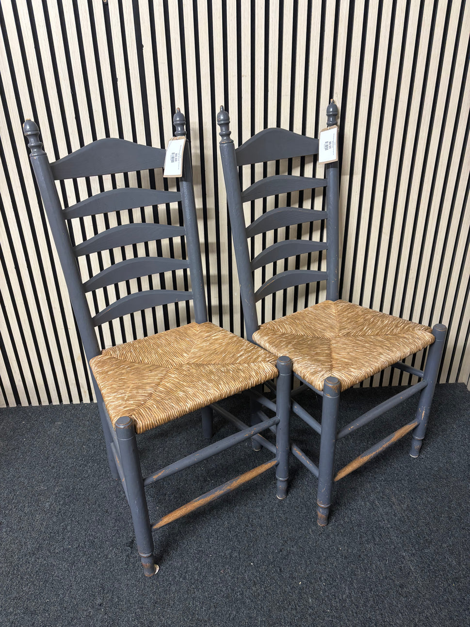 Solid wood grey painted dining chair with sugain seat (SET OF 2) 2226