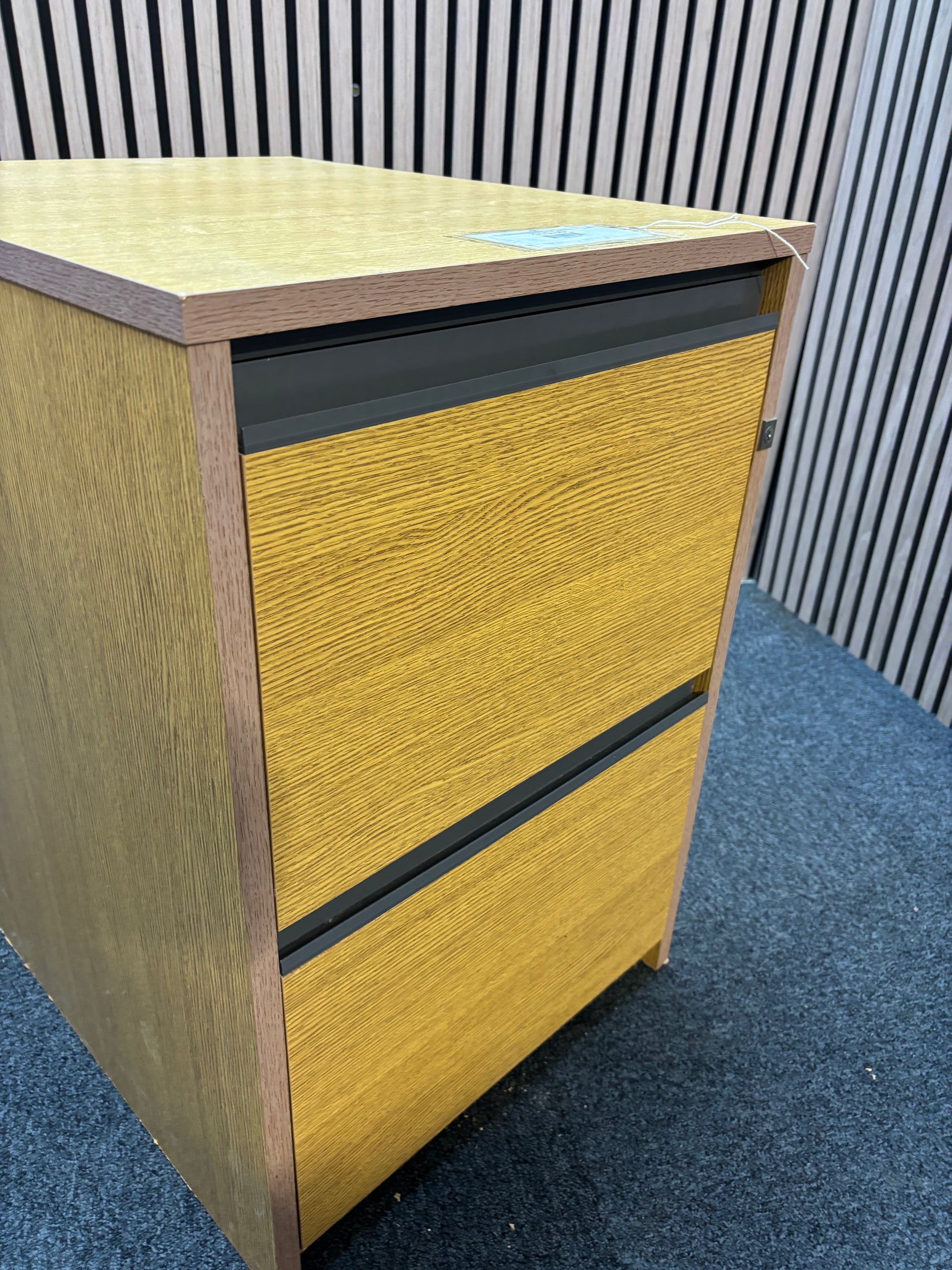 Wooden 2 drawer second hand filing cabinet