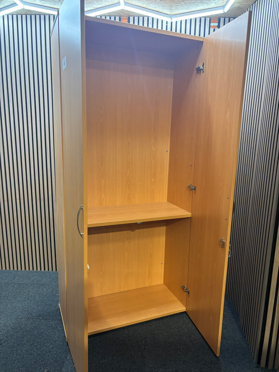 Tall solid beech 2 door storage unit (H 205 x W 95 x D 45 cm)