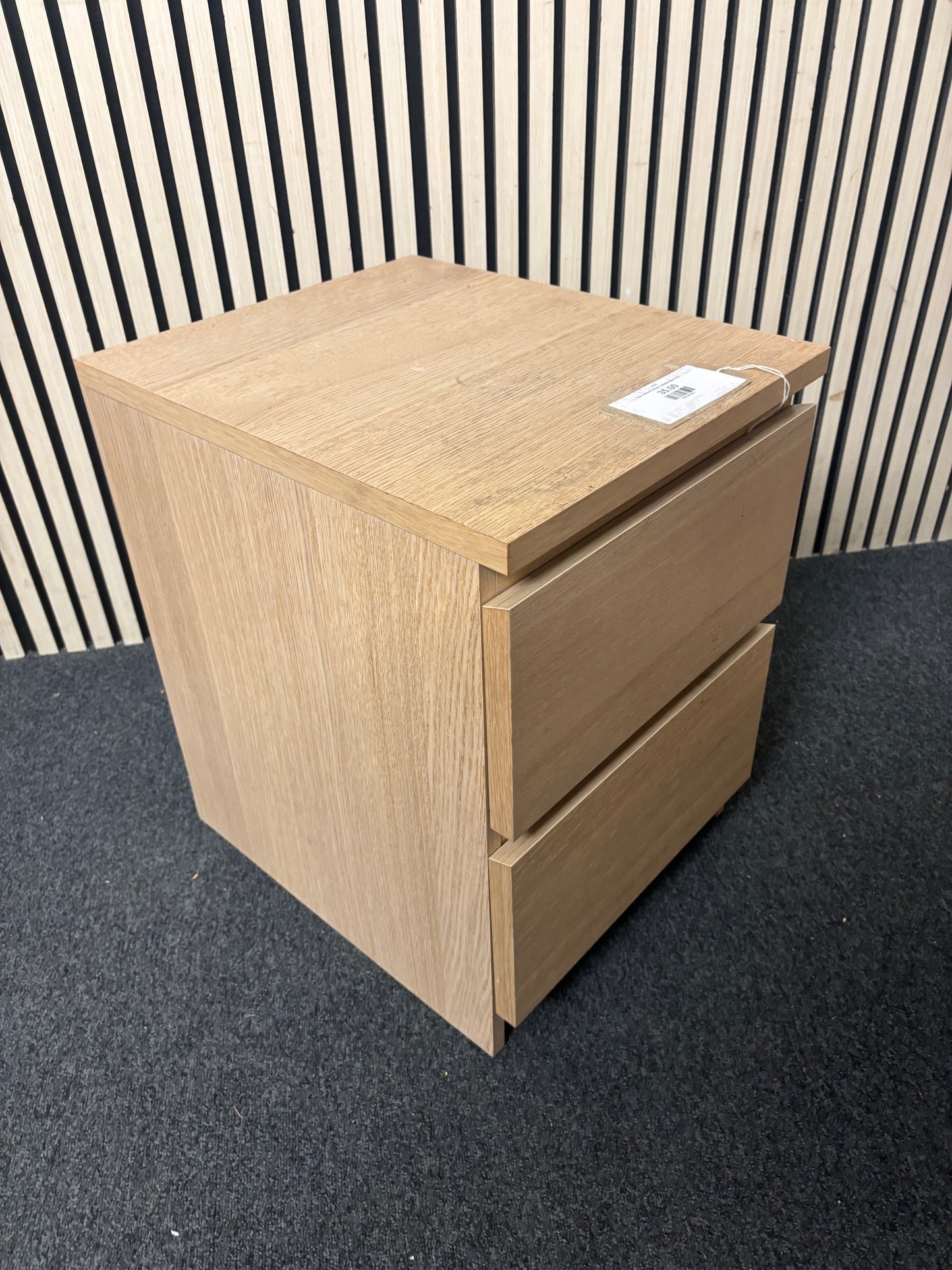Oak laminate 2 drawer bedside locker 2226