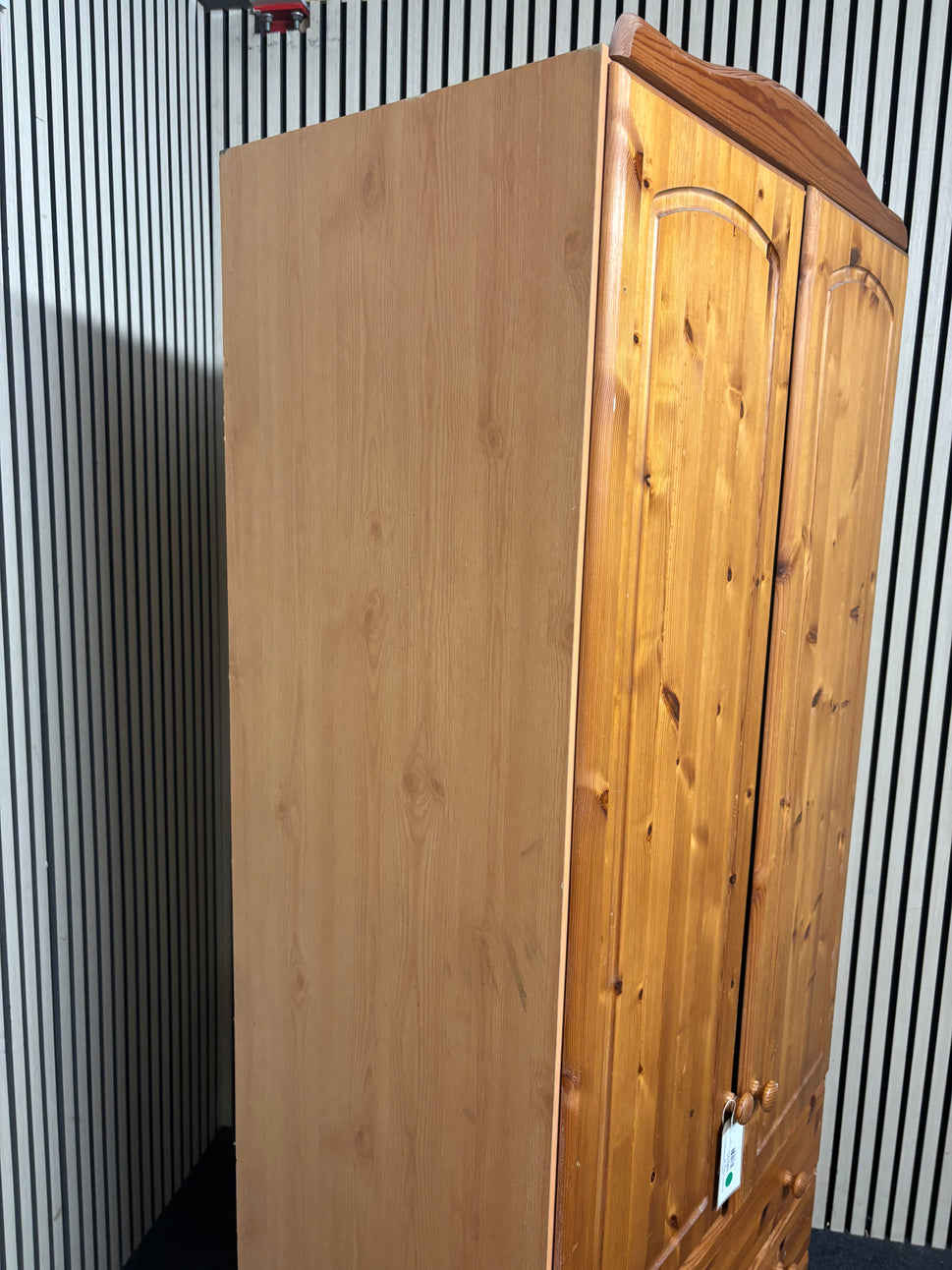 Tall natural pine 2 door 3 drawer wardrobe (H 187 x W 80 x D 49 cm) 2226