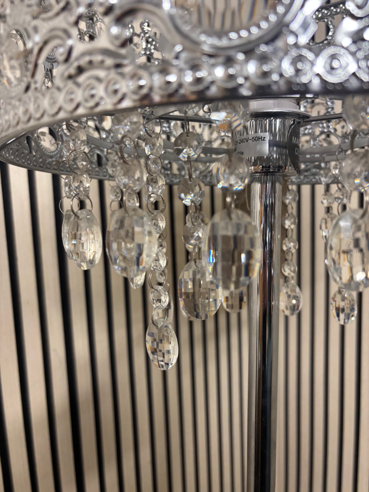 Tall metal lamp with ornate lampshade 2226