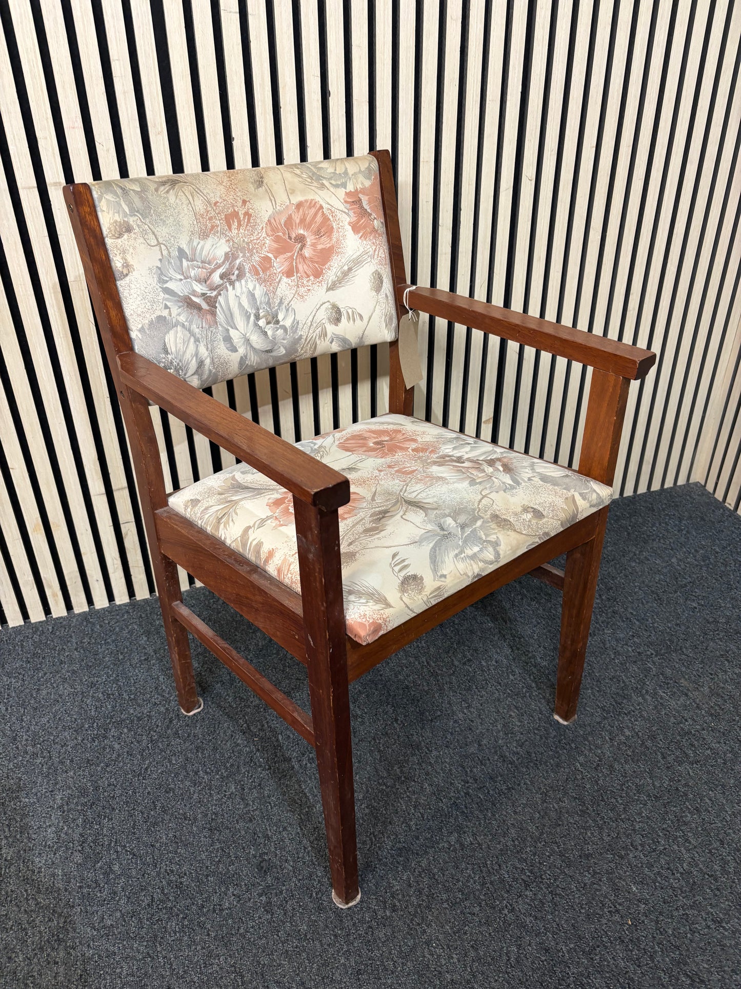 Solid dark wood framed carvers chair 2226
