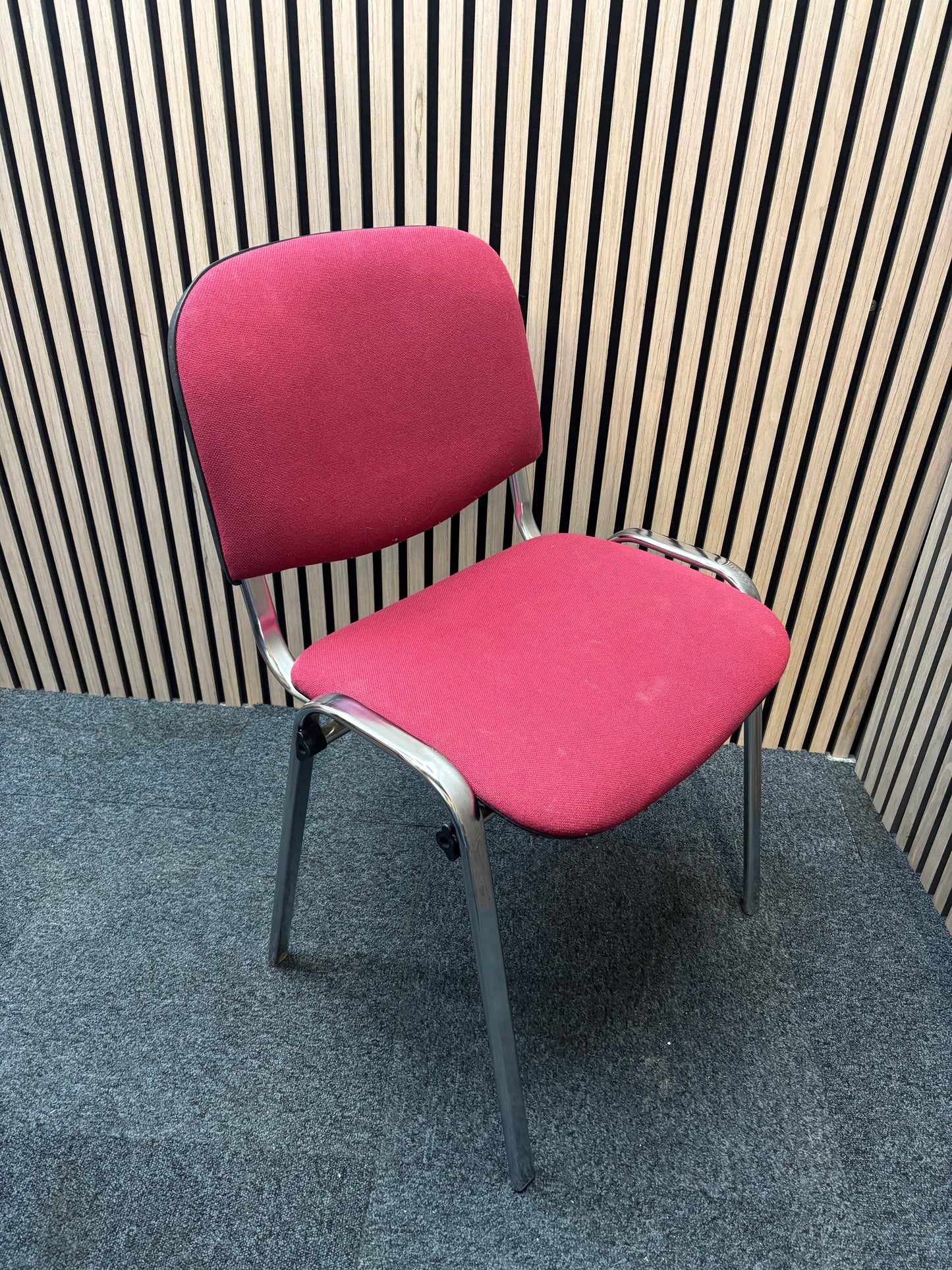 Red fabric solid metal framed stacking chair