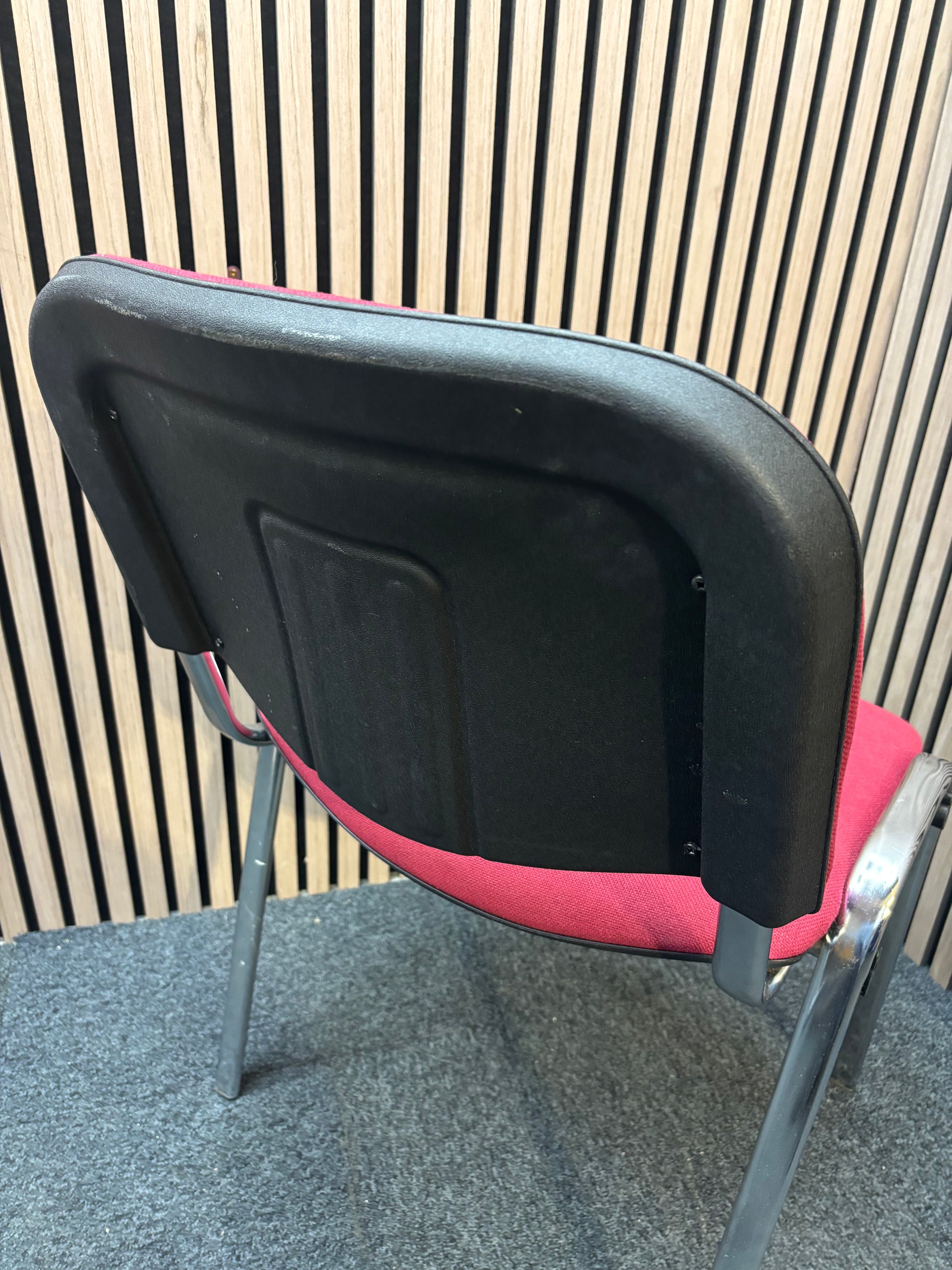 Red fabric solid metal framed stacking chair
