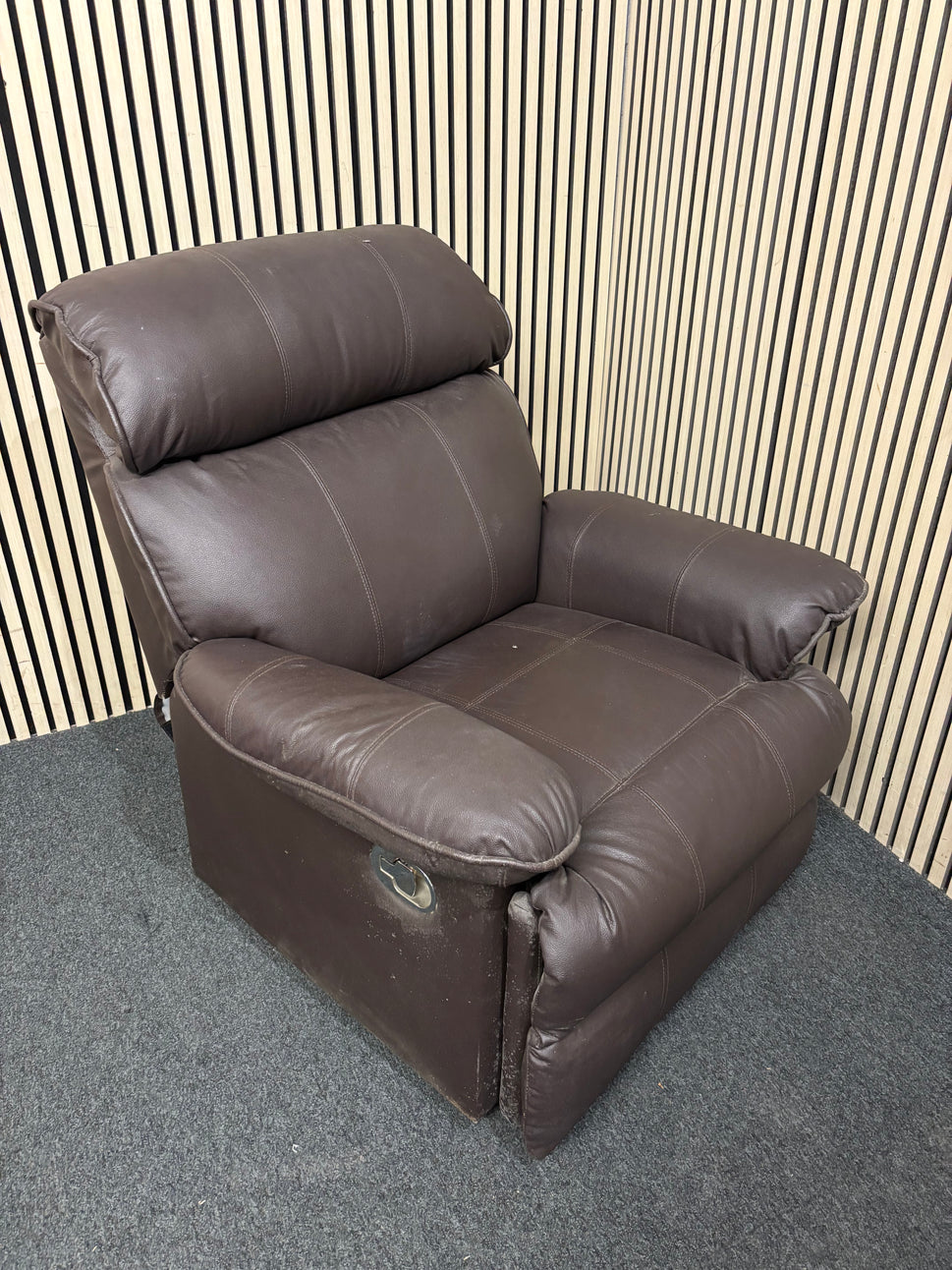 Brown PU leatherette recliner high back armchair 3126