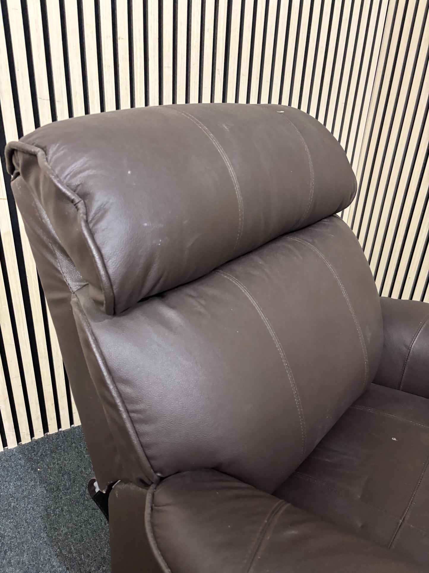 Brown PU leatherette recliner high back armchair 3126