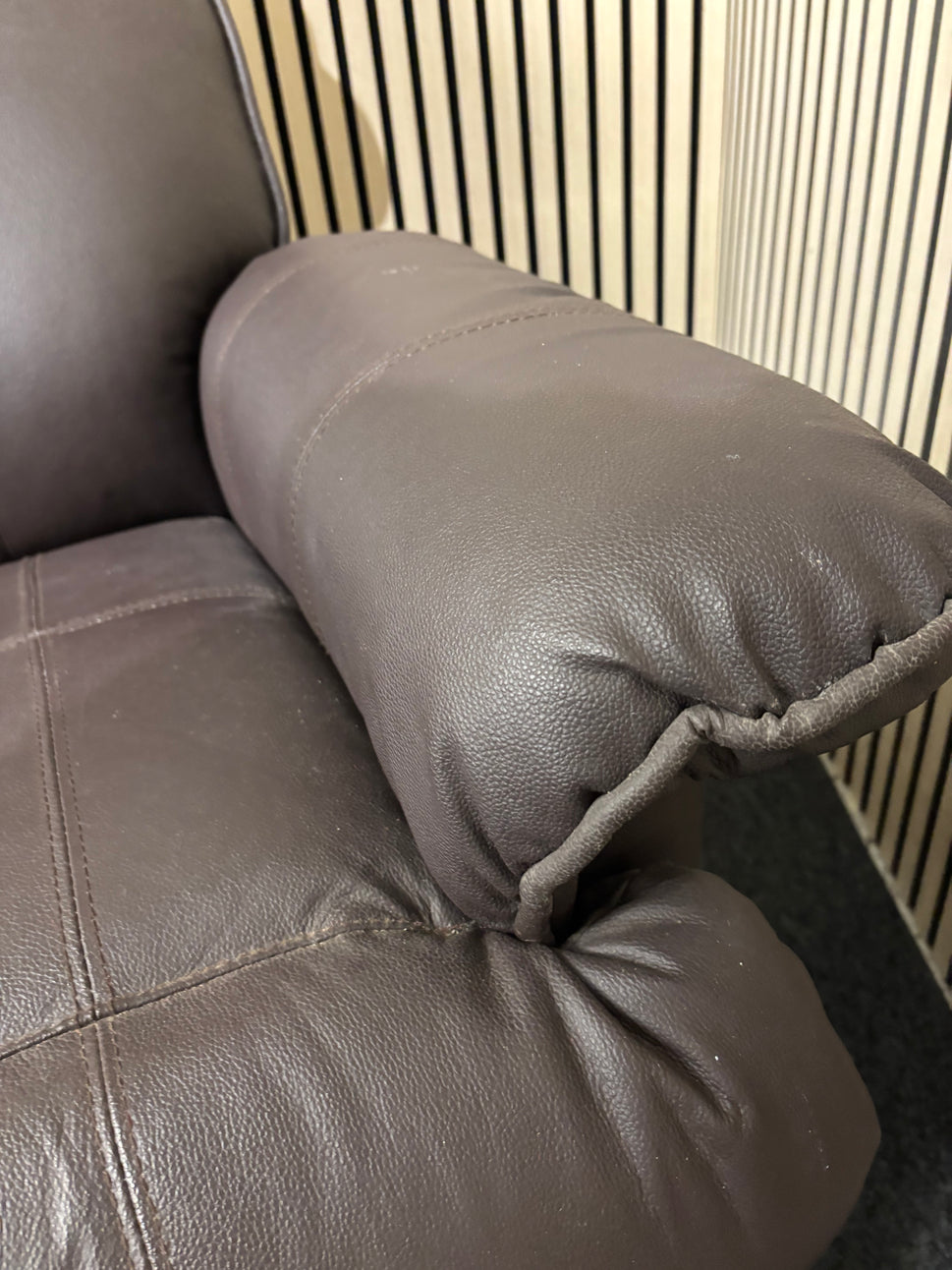 Brown PU leatherette recliner high back armchair 3126