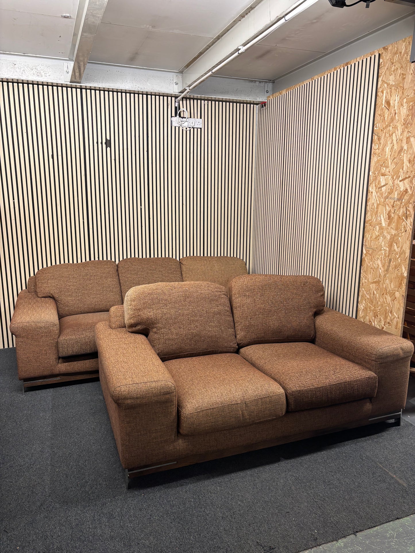 3+2 dark brown fabric suite 2226