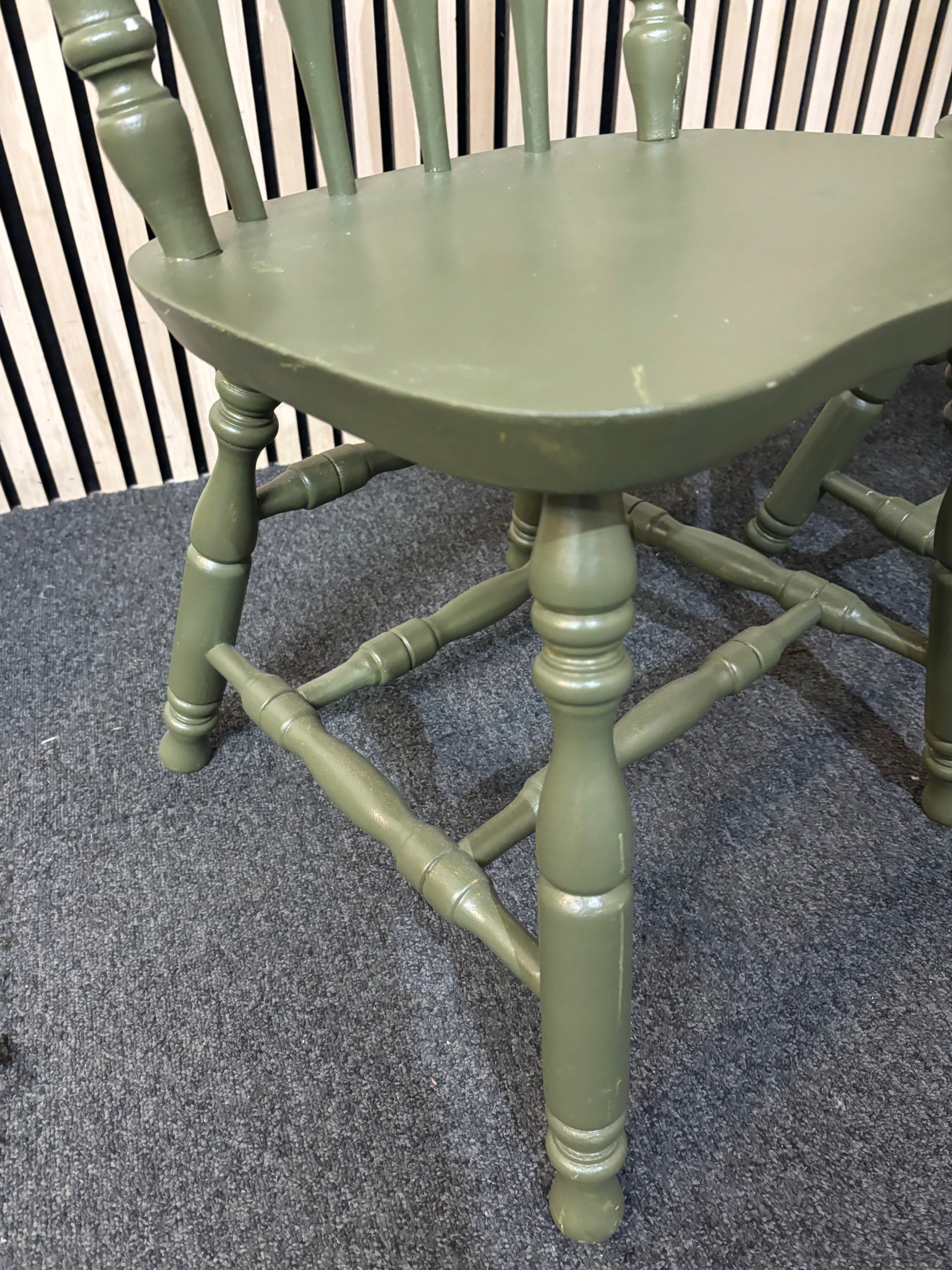 Solid wooden framed green painted kitchen chair (SET OF 2) 2226