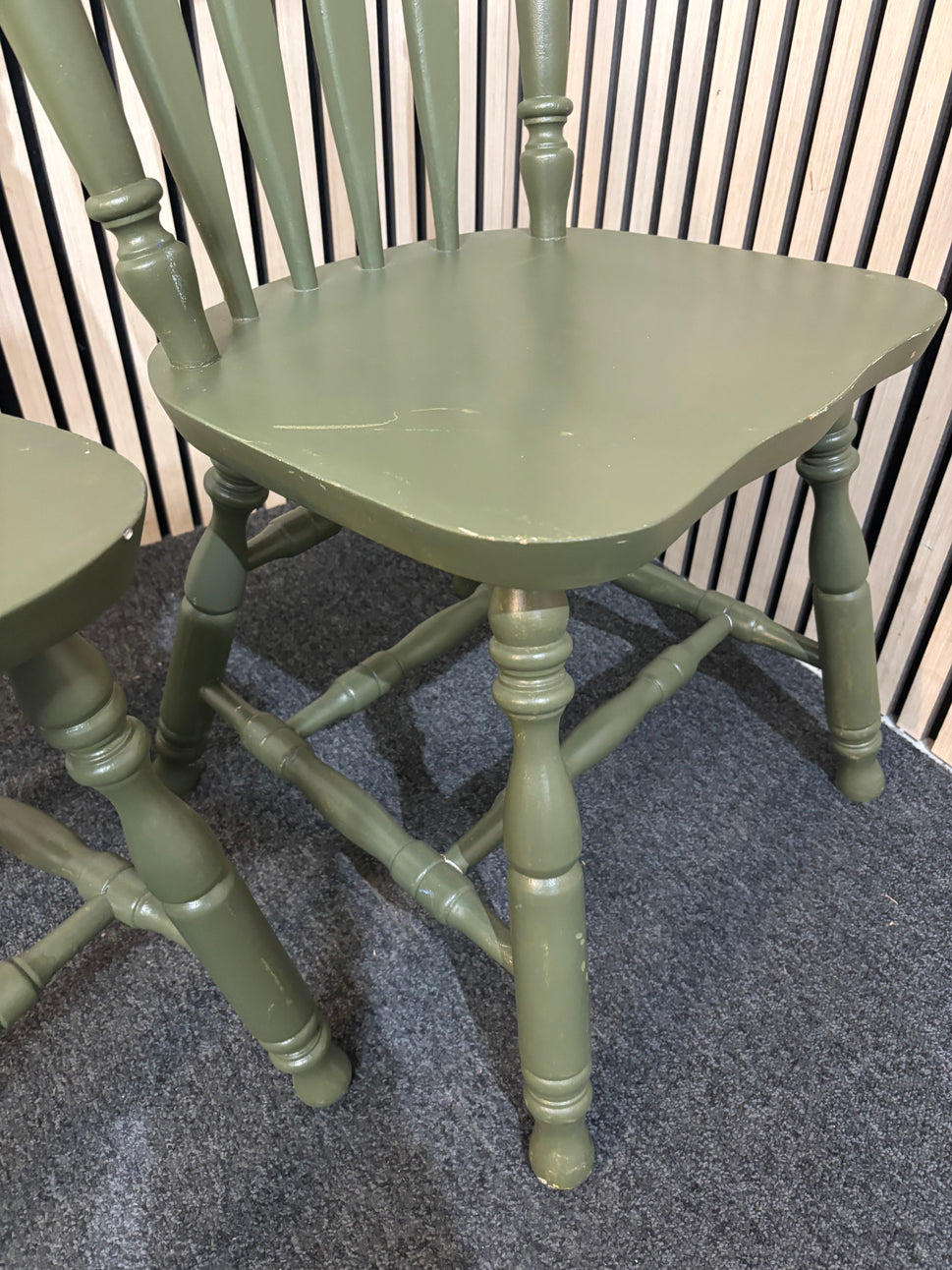 Solid wooden framed green painted kitchen chair (SET OF 2) 2226