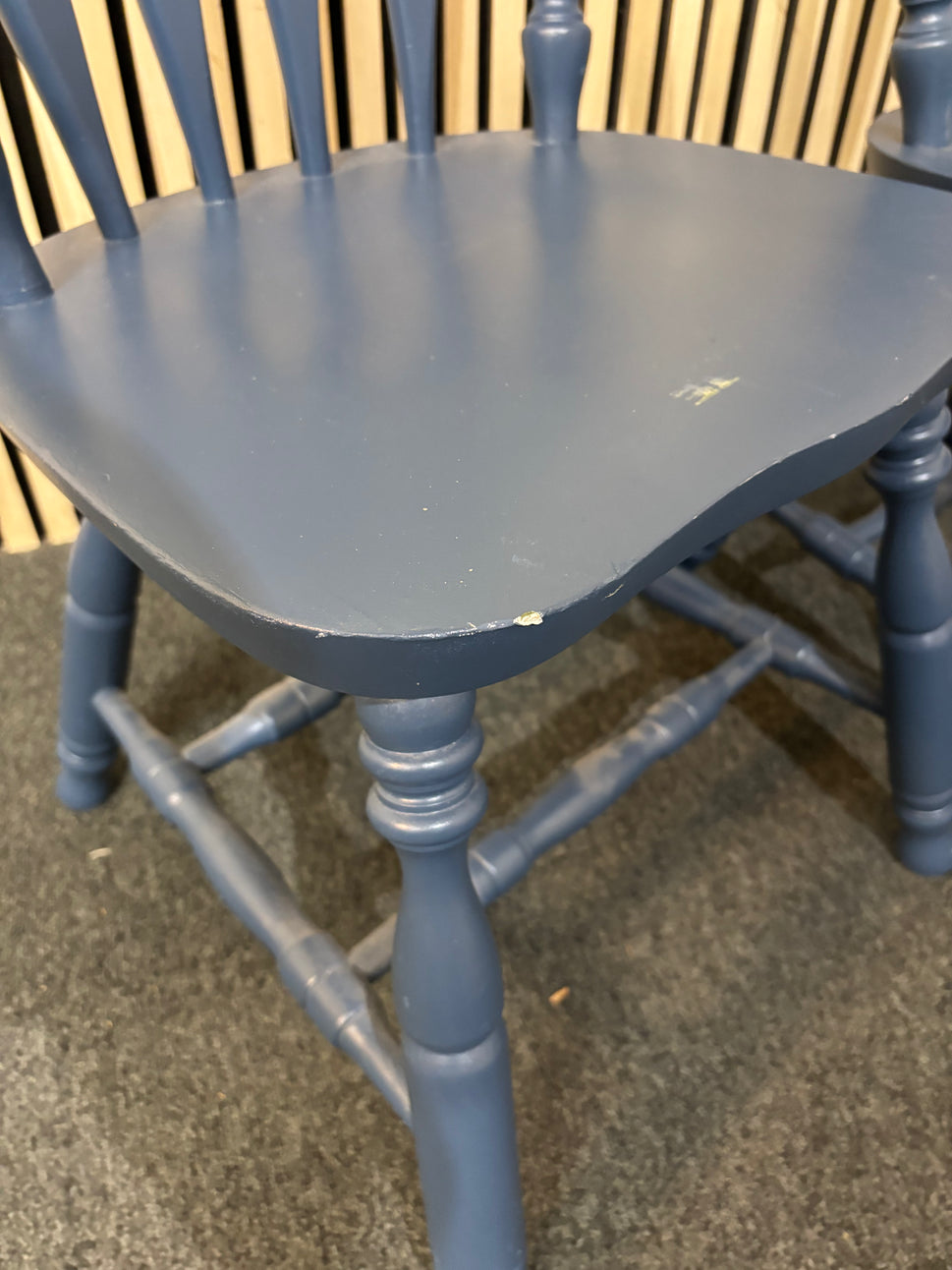 Solid wooden framed blue painted kitchen chair (SET OF 2) 2226