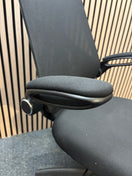 Switch NEW Napier black fabric height adjustable swivel chair with black fabric pivot arms. PRICE INC VAT 3 image