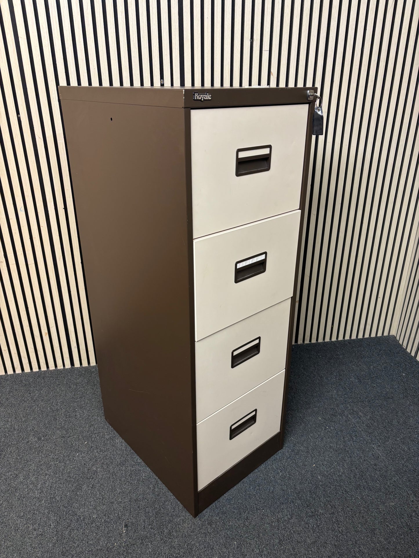 4 drawer Royale 4 drawer filing cabinets - coffee cream with key