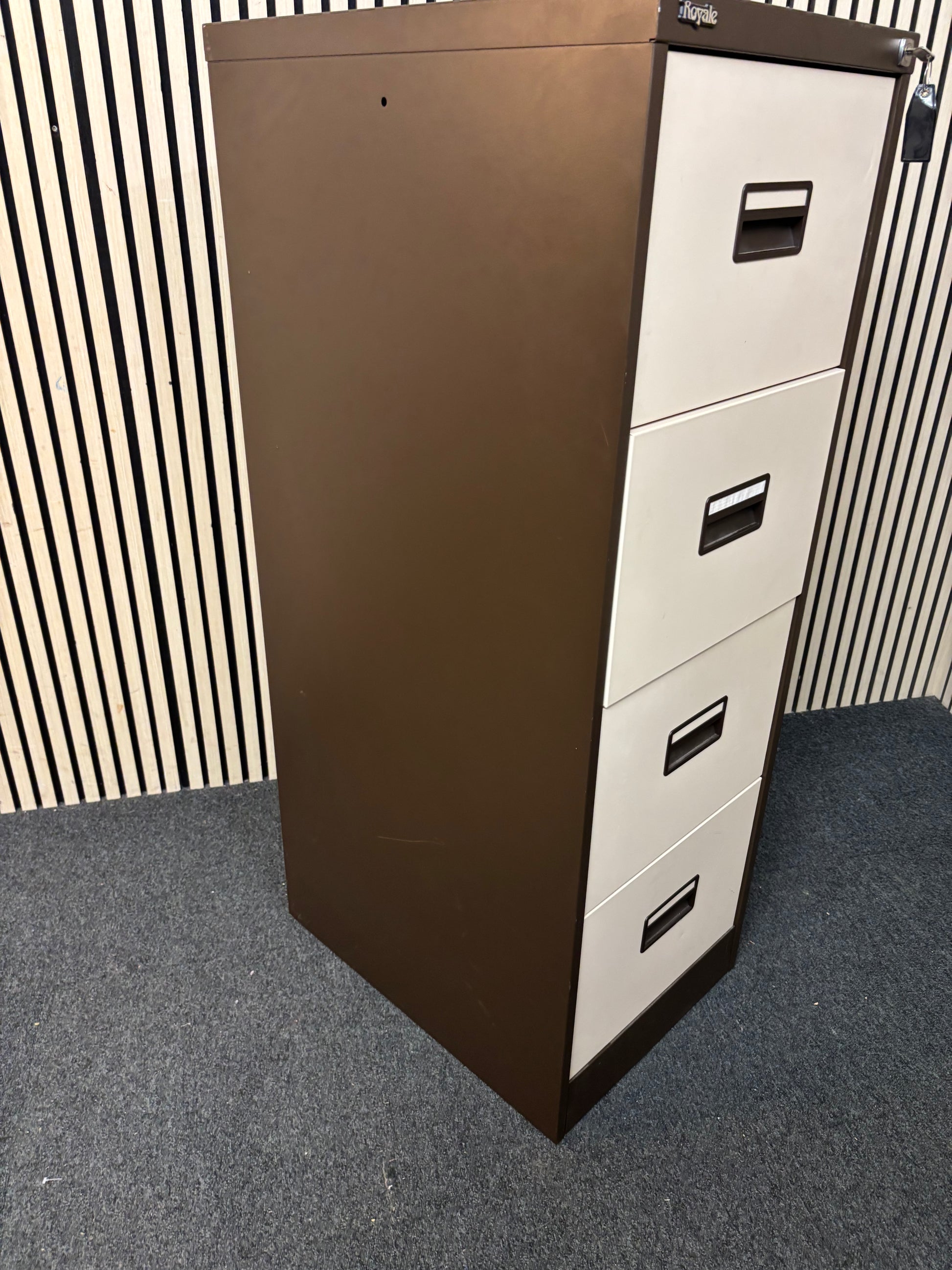 4 drawer Royale 4 drawer filing cabinets - coffee cream with key