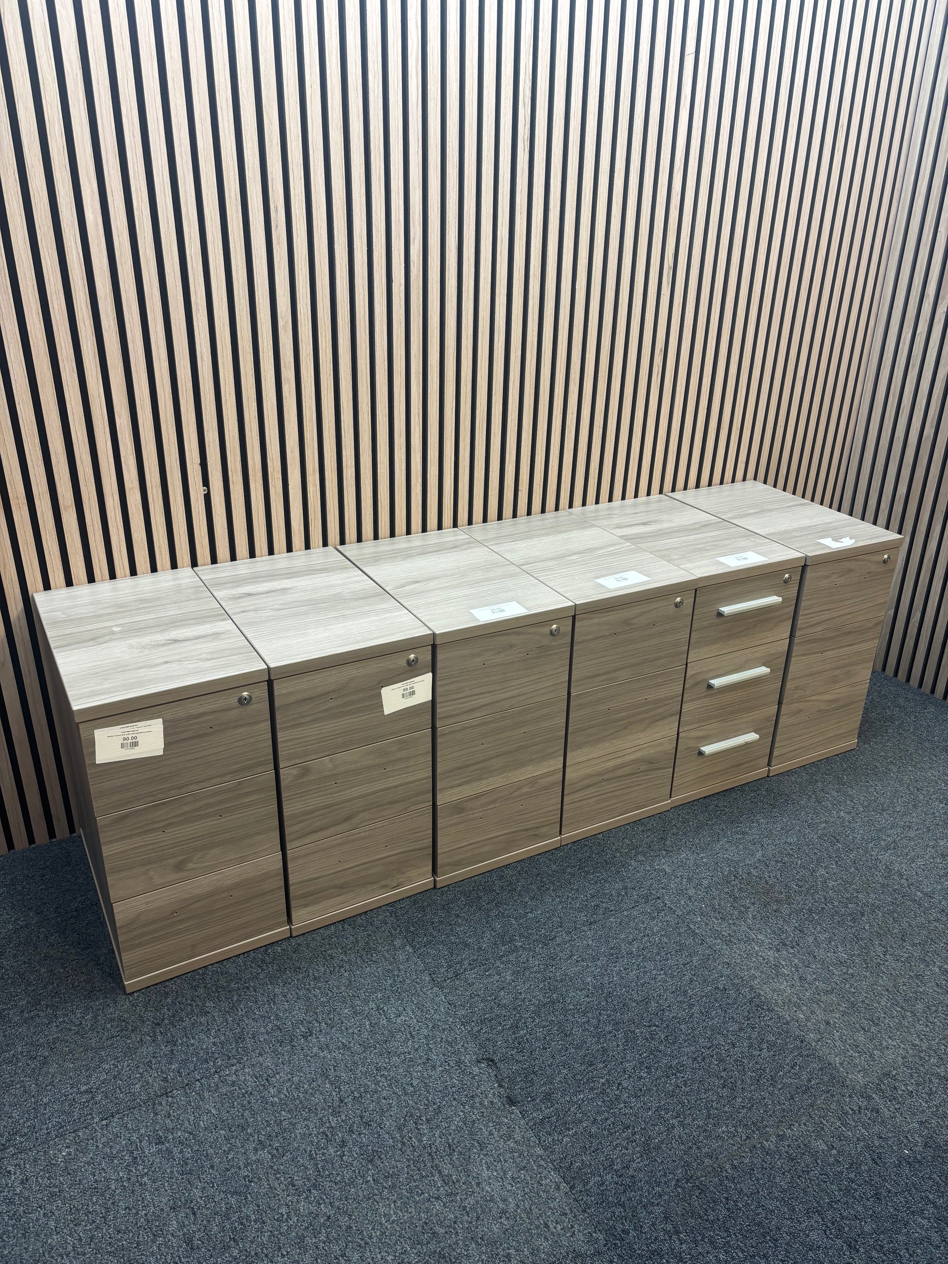 Mobile 3 drawer slim under desk pedestal on castors