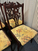Switch Solid mahogany framed ornate dining chair with mixed fabric yellow seat (SET OF 6) 43457 2 image