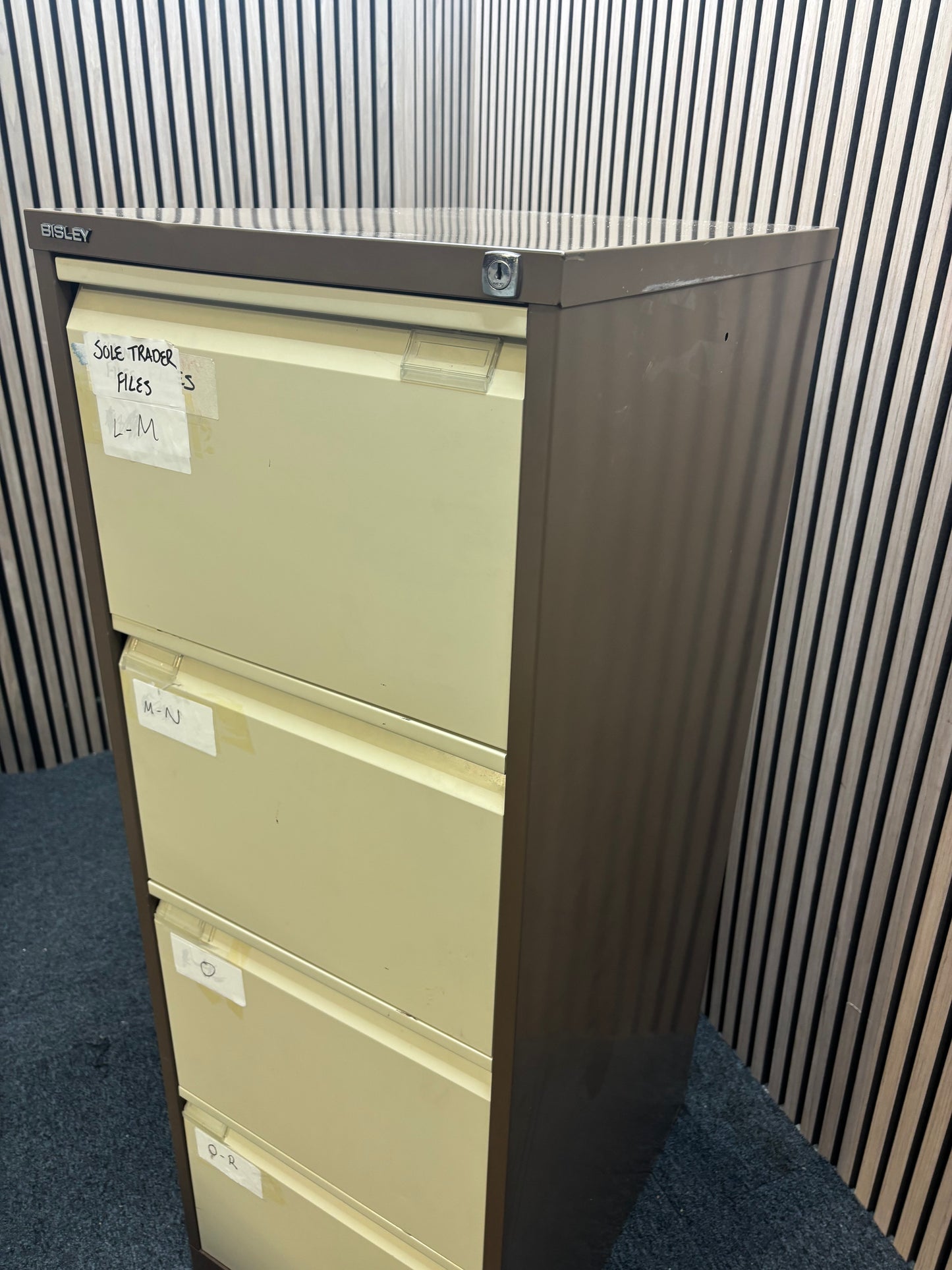 Bisley 4 drawer filing cabinet in coffee cream