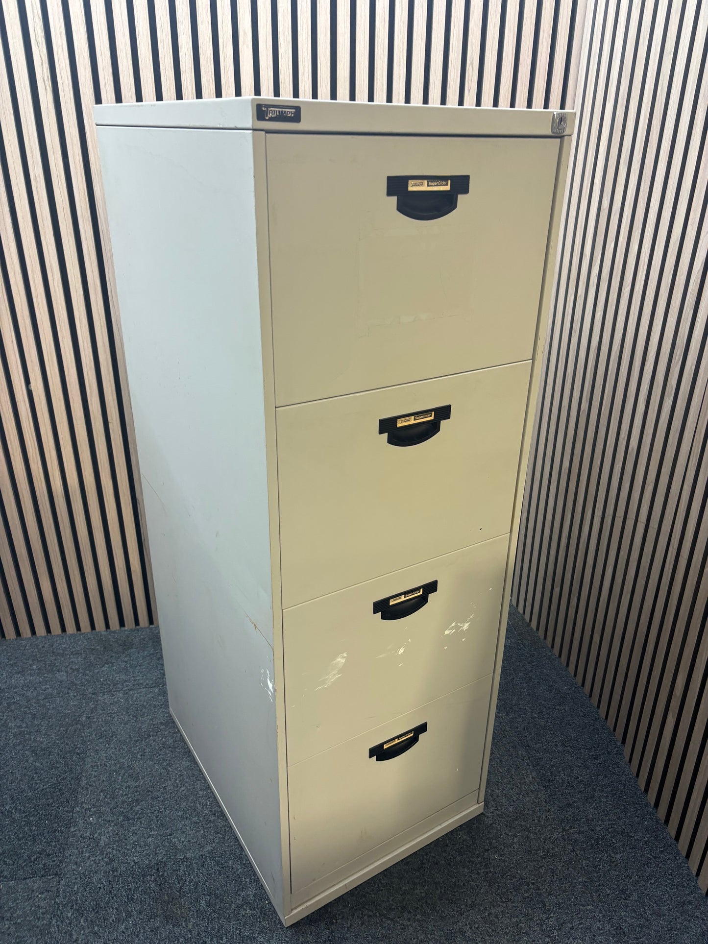 Triumph 4 drawer filing cabinet in grey metal