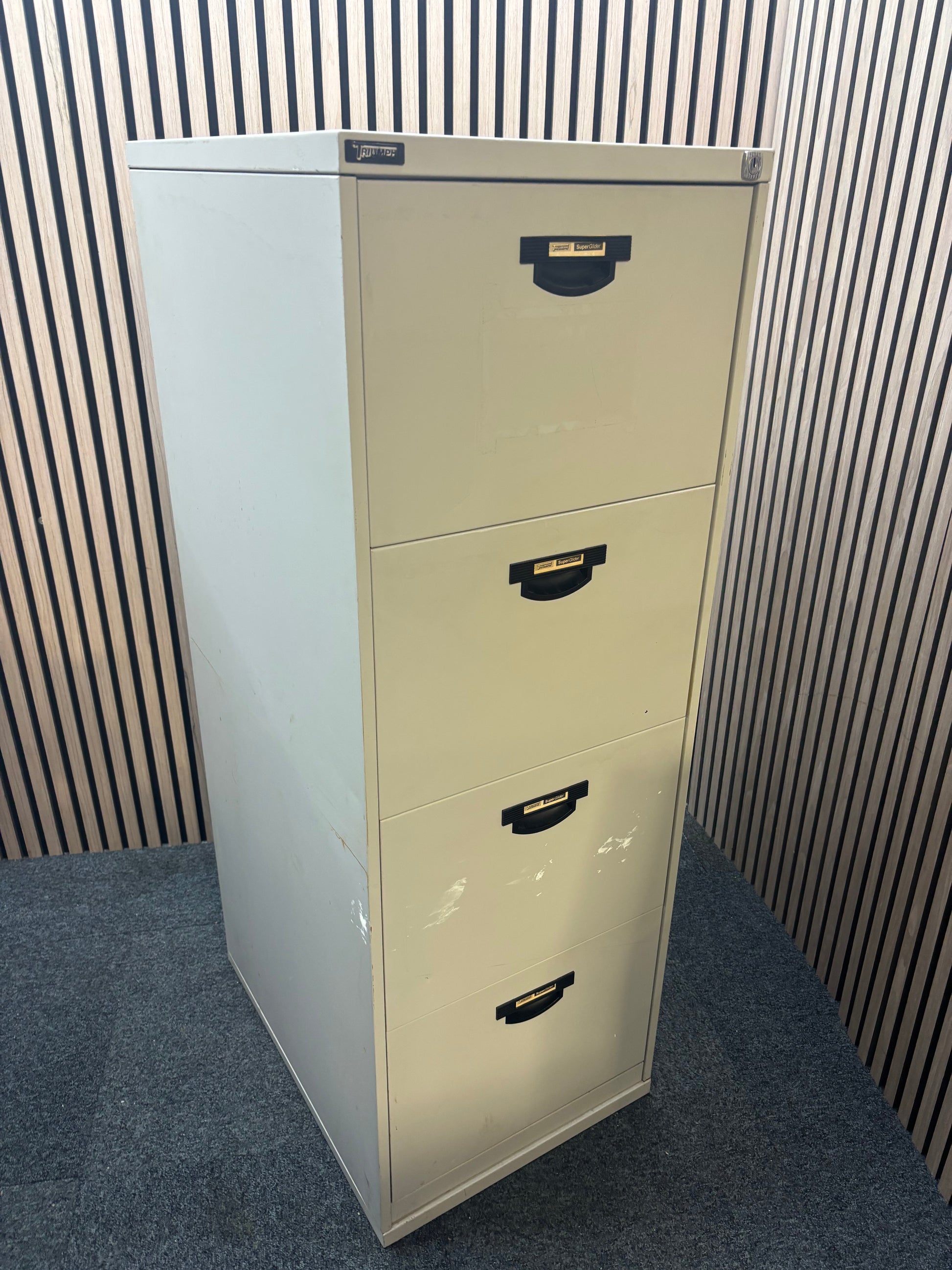 Triumph 4 drawer filing cabinet in grey metal