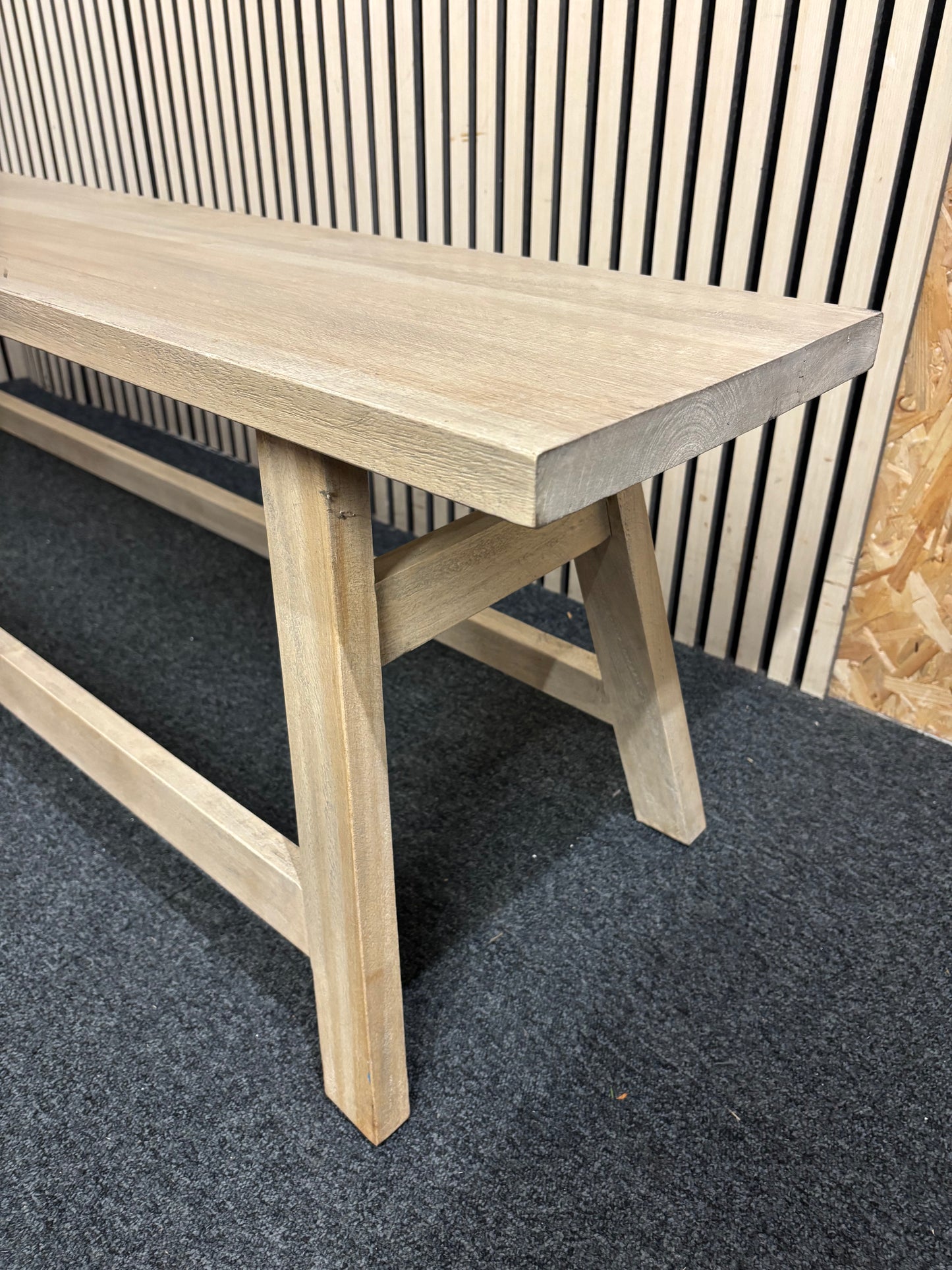Solid wood stained low long bench 180Lx31Dx49H 43533