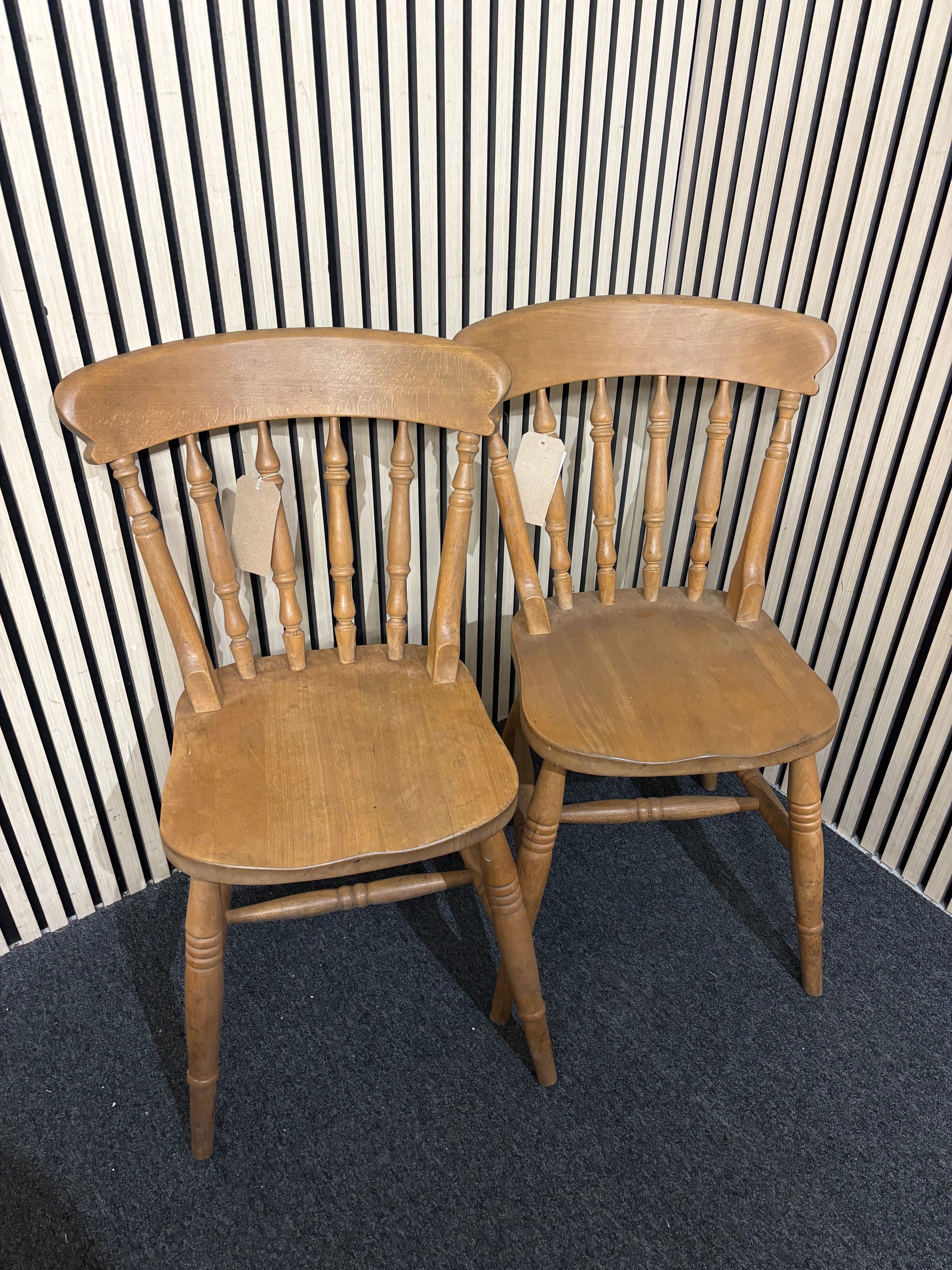 Pair of solid pine kitchen chairs  43545