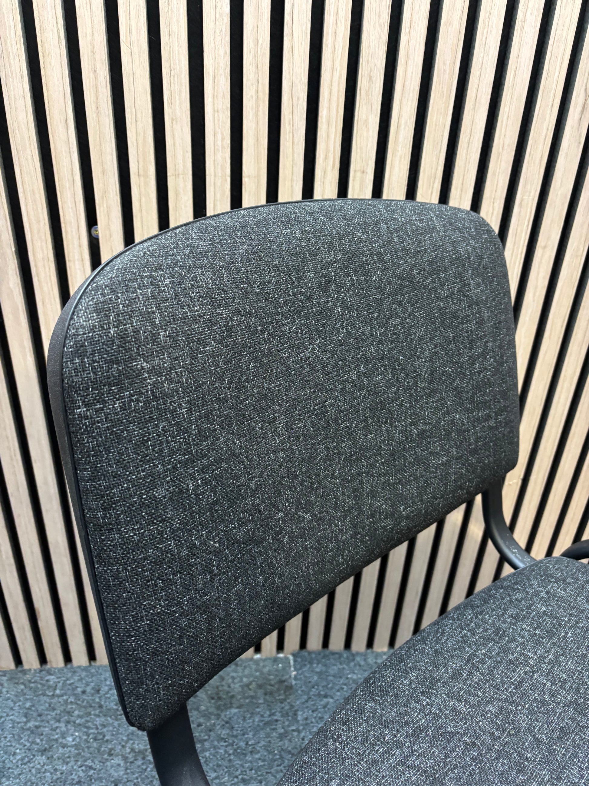 Charcoal fabric black framed stacking chair