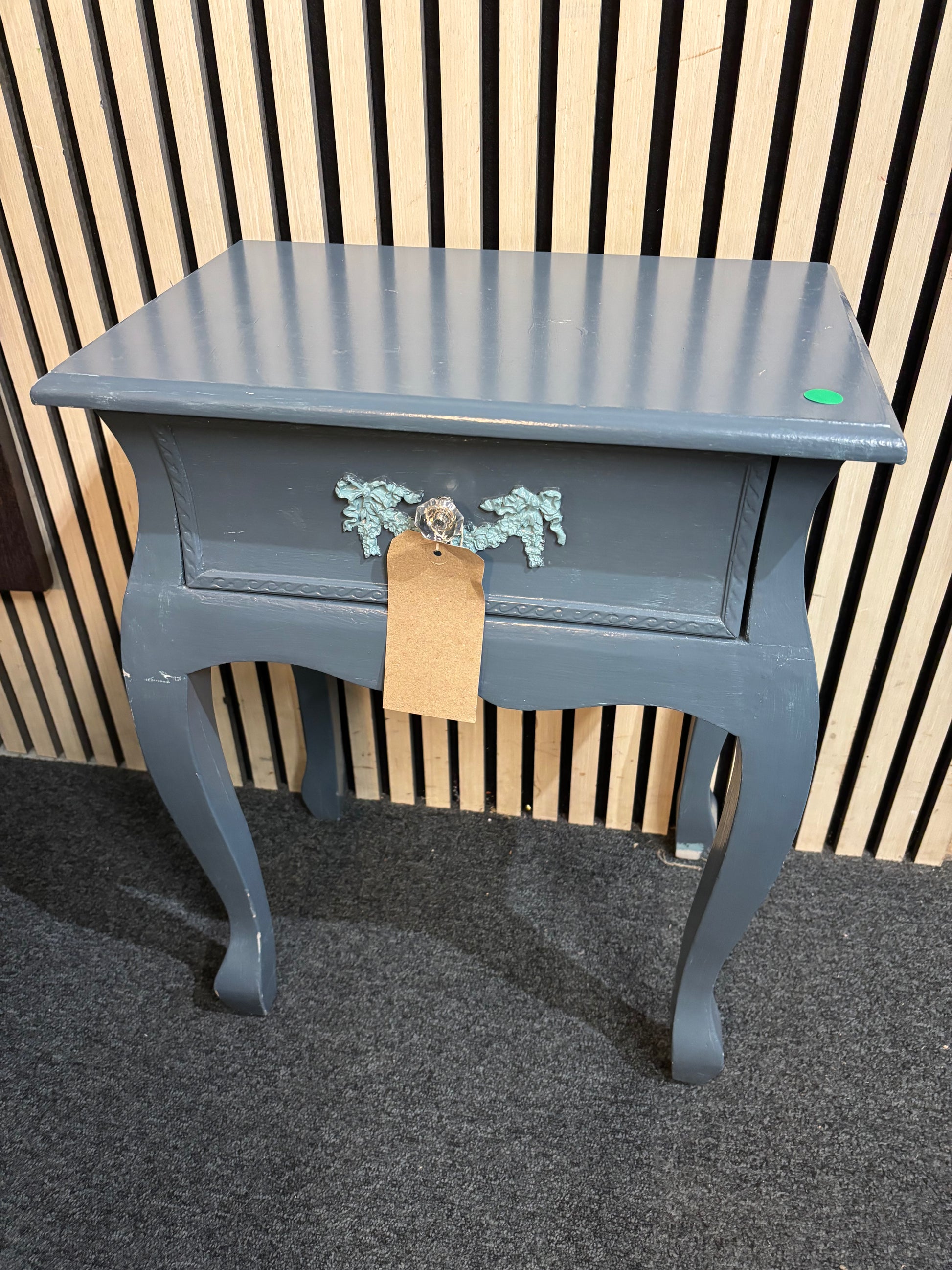 Small blue painted 1 drawer bedside locker 43629