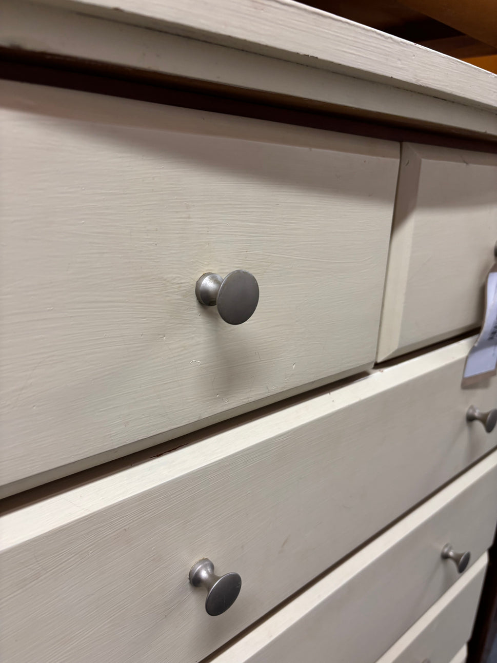 4+2 cream painted solid pine tall chest of drawers (H 183 x W 90 x D 34 cm) 43372