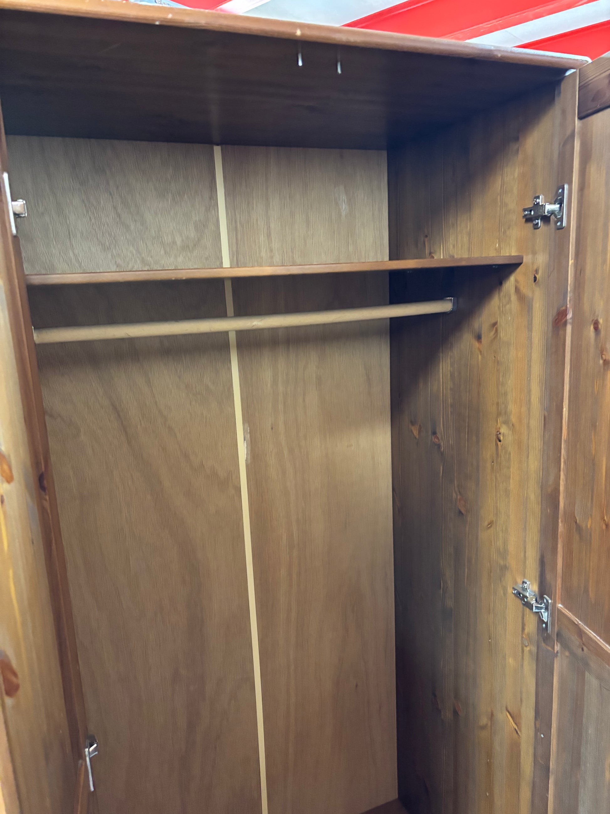 Tall 2 door natural pine wardrobe 3126