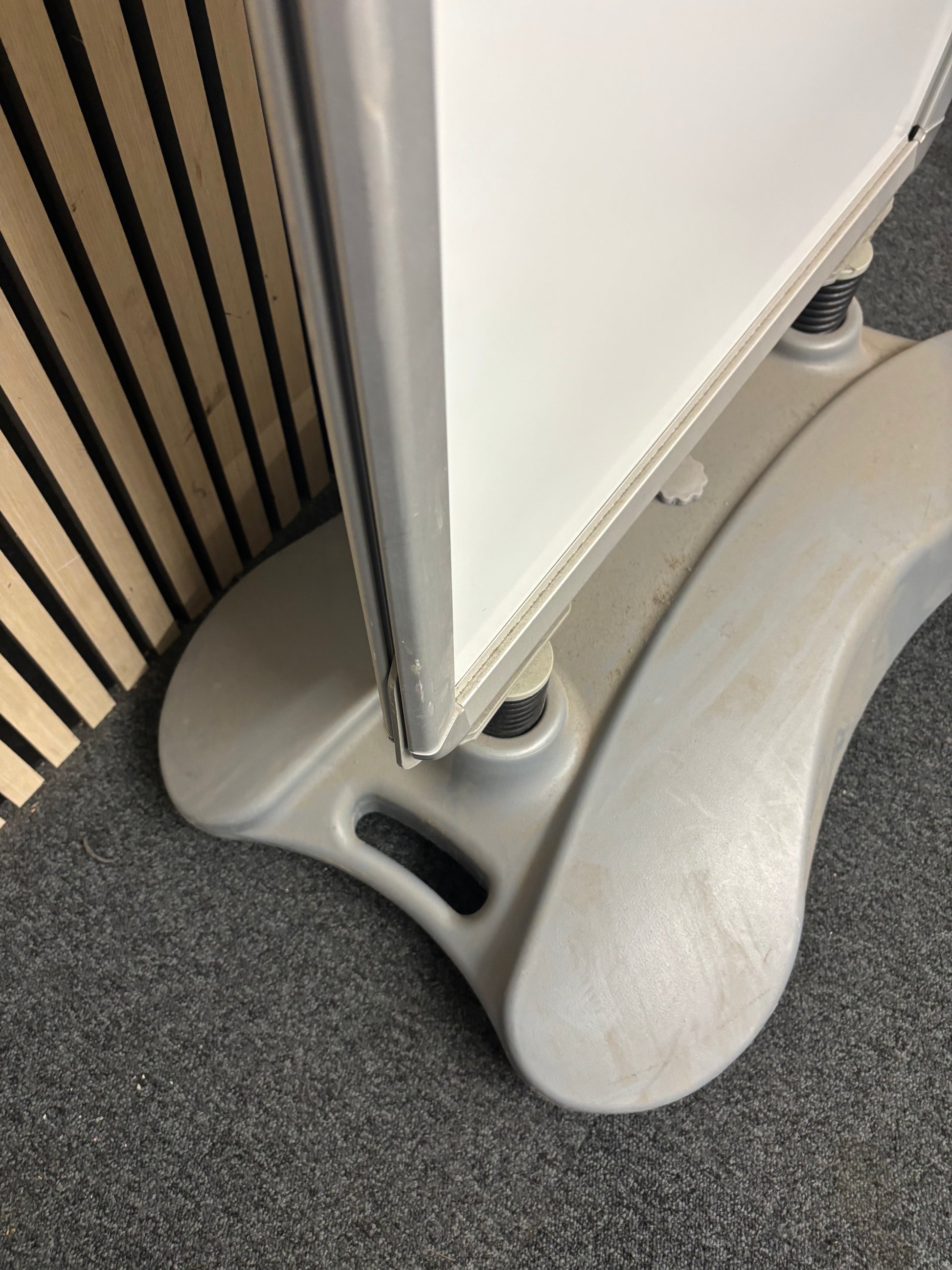 Large white plastic sandwich board on stand