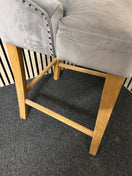 Switch Grey velour fabric high back kitchen bar stool with solid wooden frame 43441 3 image