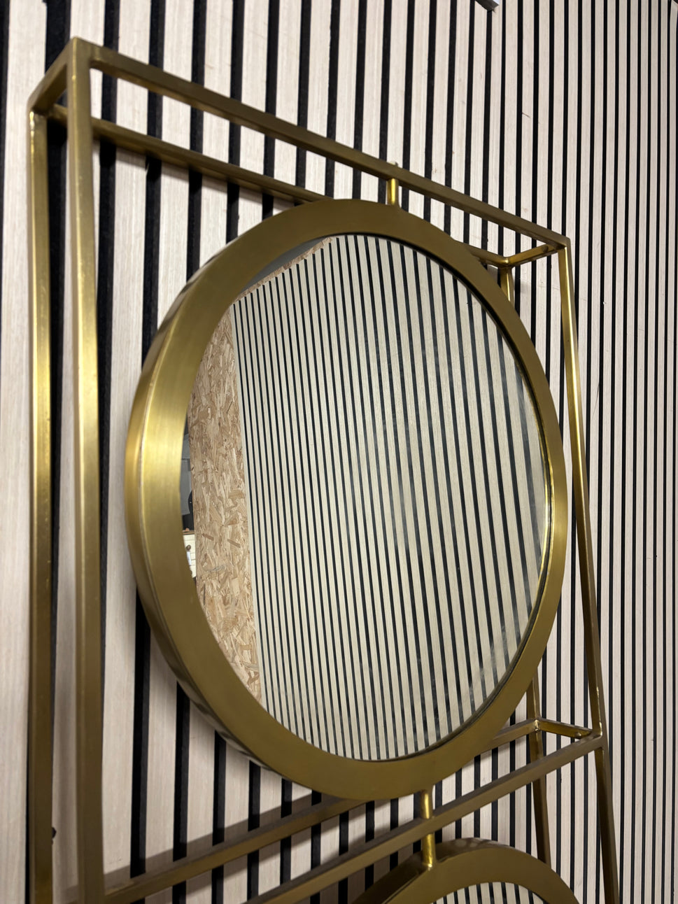 Tall brass stainted metal 3 section pivot display mirror 180Lx61Wx10D 43546