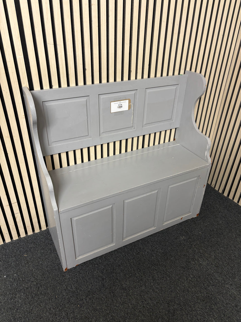 Grey painted solid wooden monks bench with storage 43647