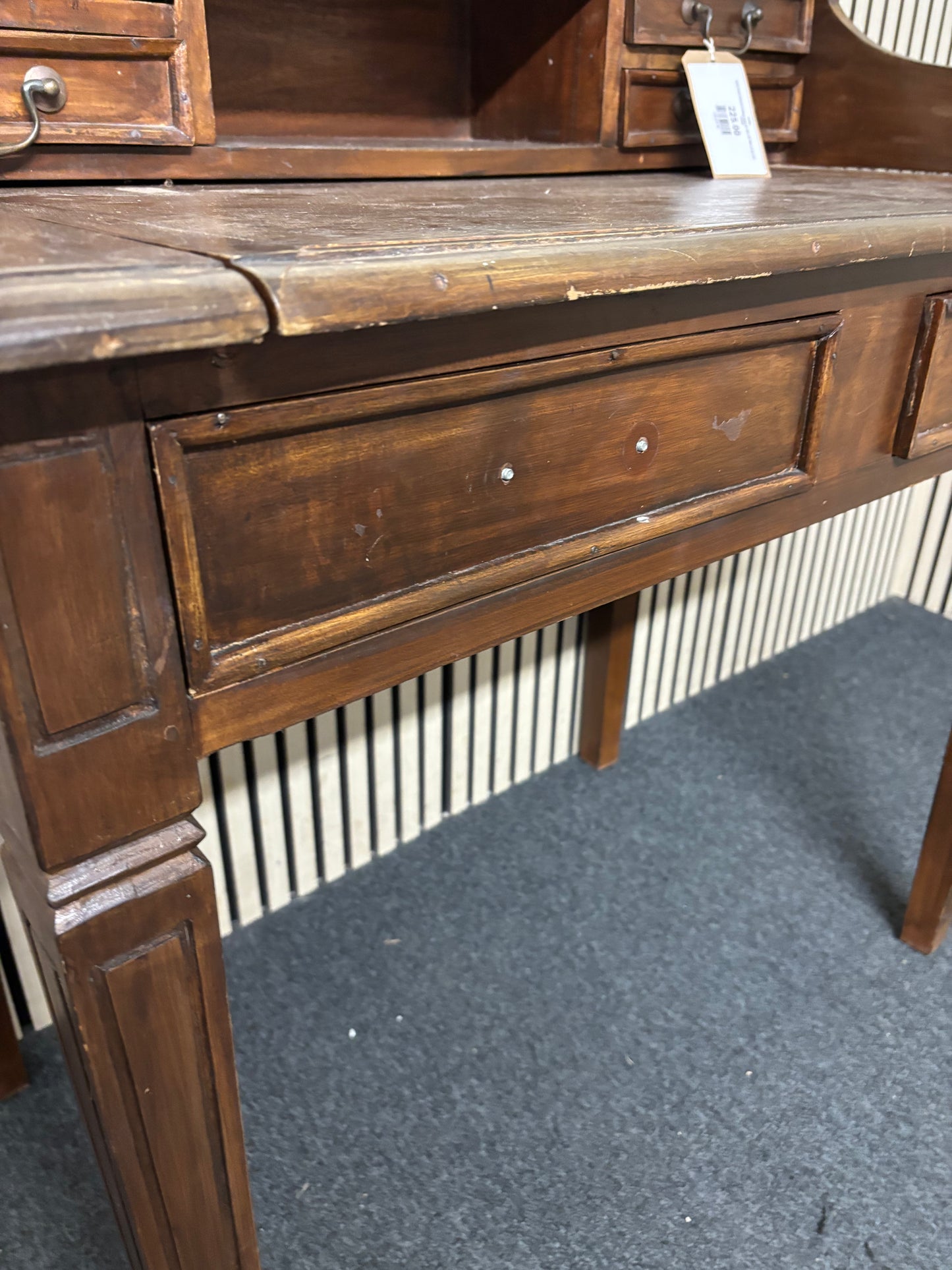 Dark wood stained writing desk (H 100 x W 100 x D 60 cm) 43555