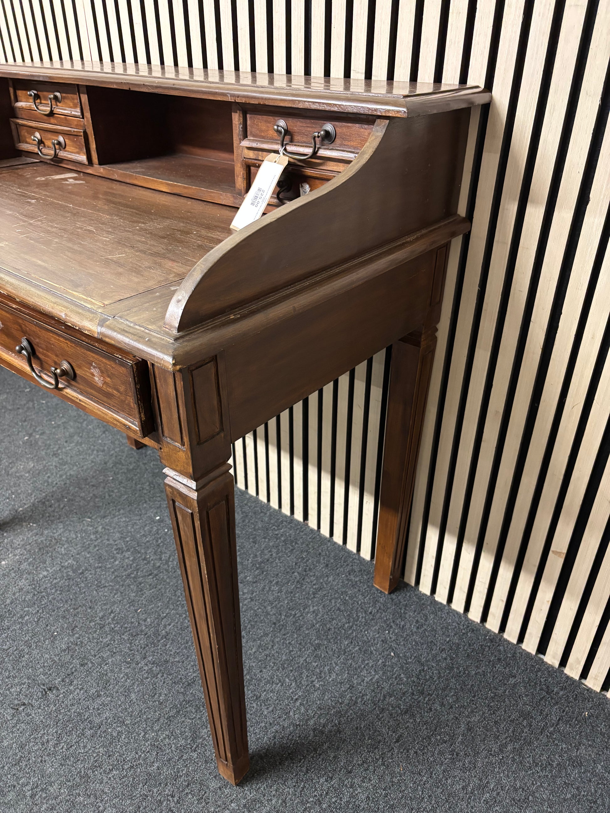 Dark wood stained writing desk (H 100 x W 100 x D 60 cm) 43555