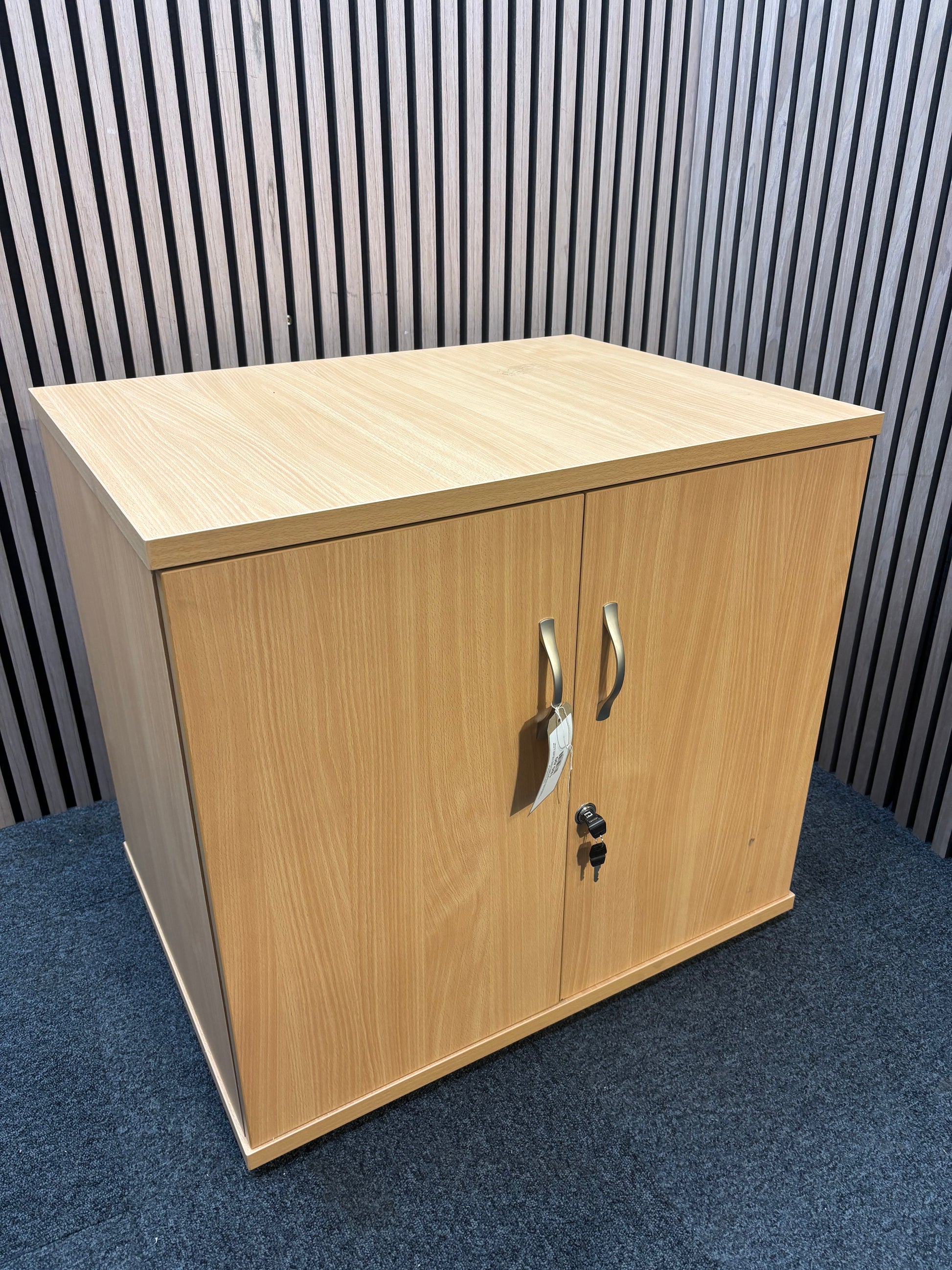 Universal double door cupboard 740mm high with 1 shelf in Beech (740mm High x 800mm Wide x 470mm Deep)