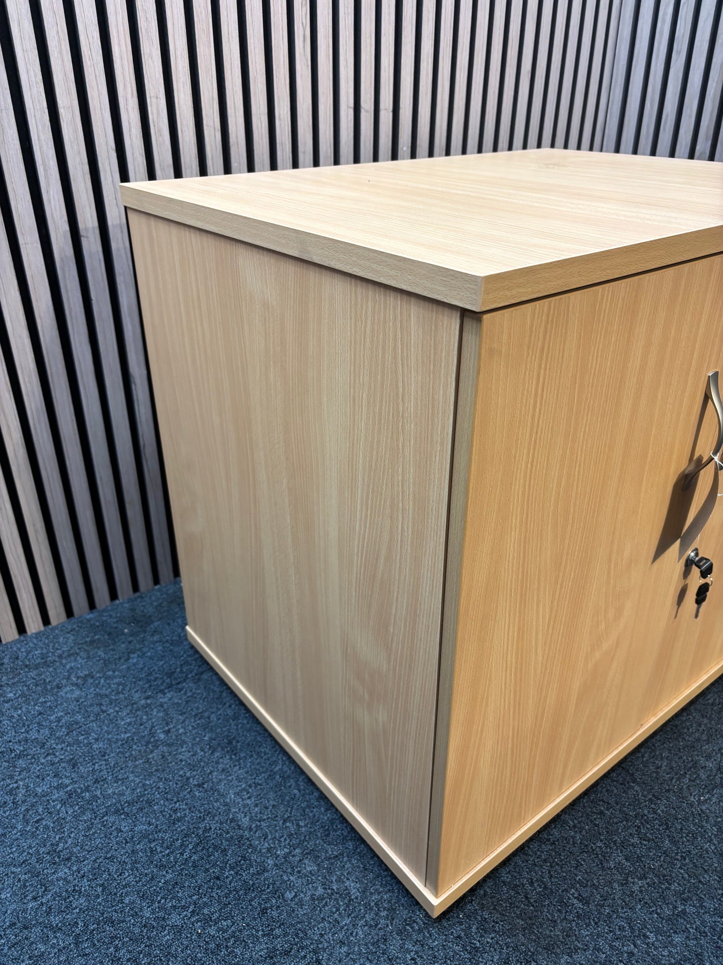 Universal double door cupboard 740mm high with 1 shelf in Beech (740mm High x 800mm Wide x 470mm Deep)