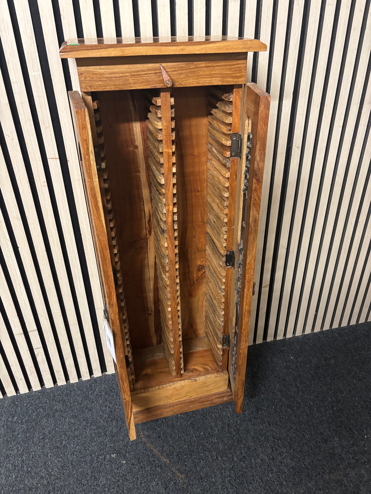 Pine lattice tall slim cd rack 43650