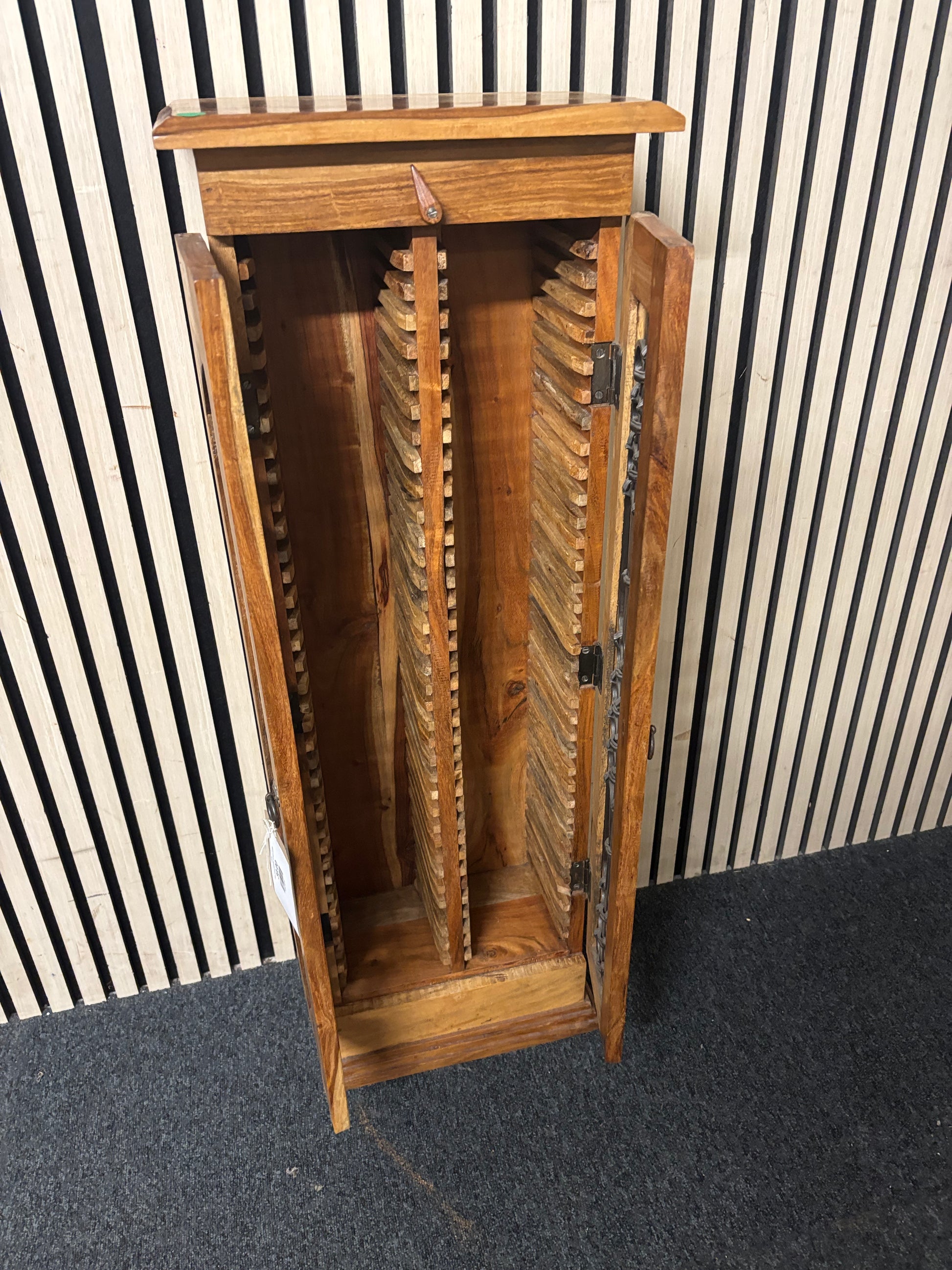 Pine lattice tall slim cd rack 43650