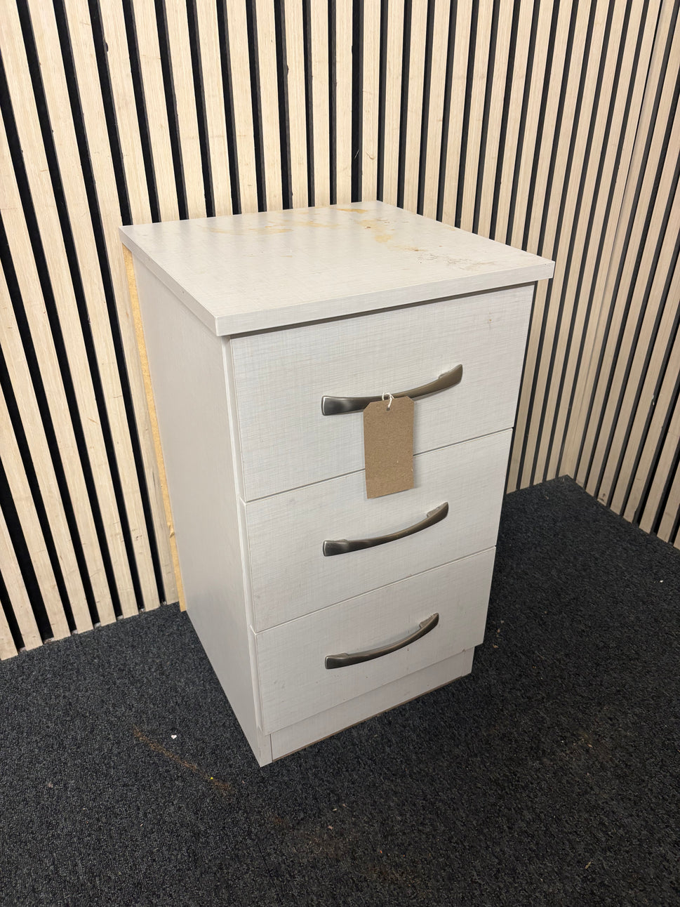 White wooden 3 drawer bedside locker 43651