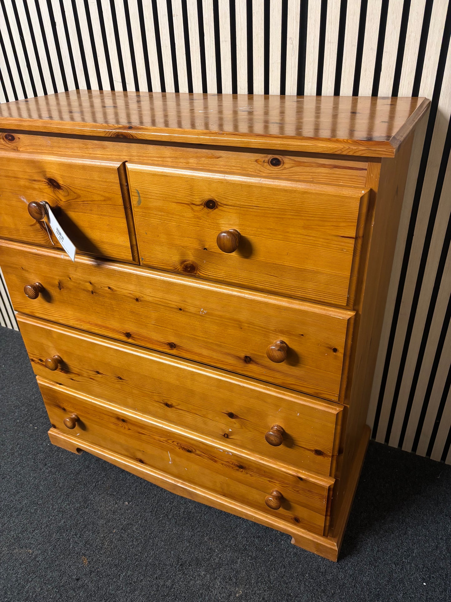 Solid pine 3+2 chest of drawers (H 98 x W 93 x D 40 cm) 43640